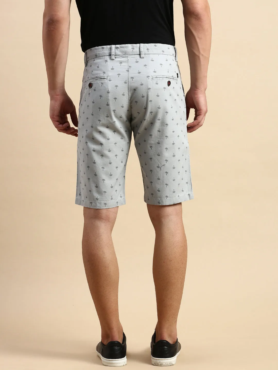 Men Grey Conversational Printed Cotton Shorts