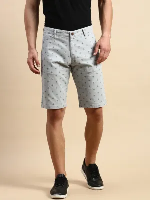 Men Grey Conversational Printed Cotton Shorts