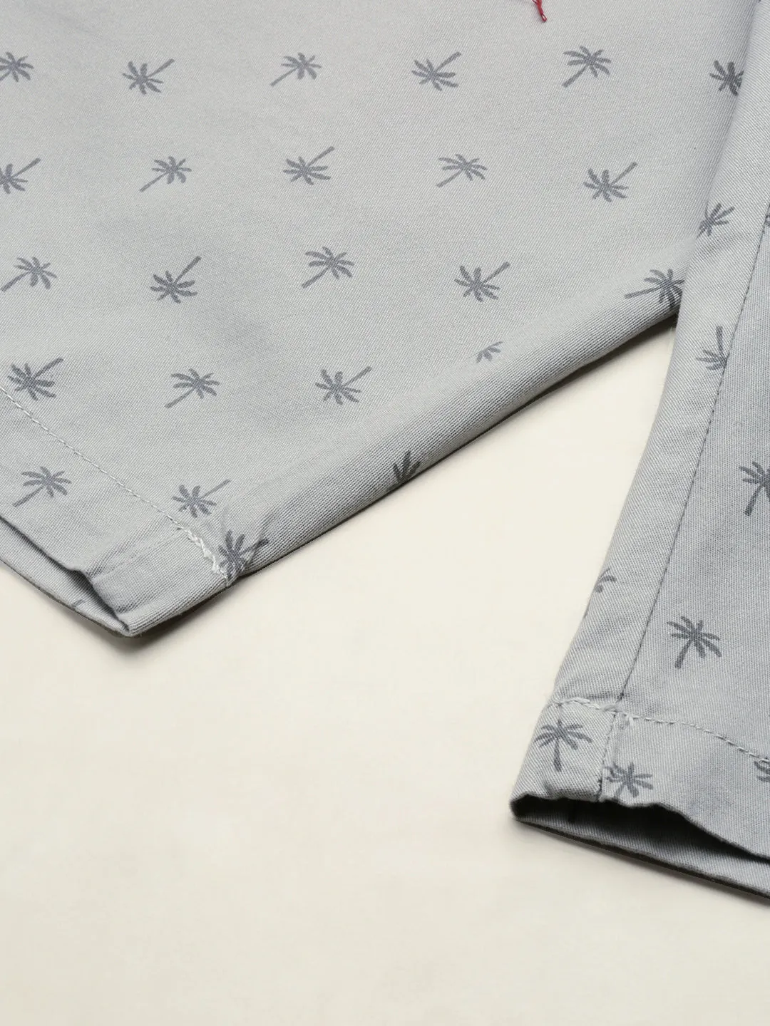 Men Grey Conversational Printed Cotton Shorts