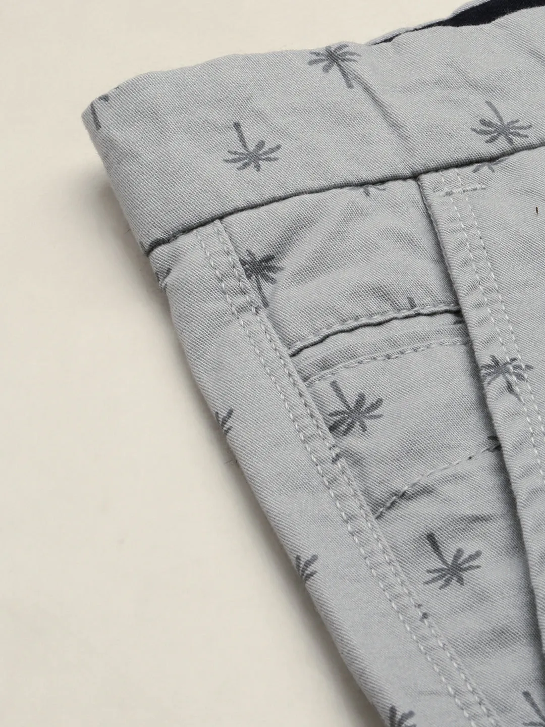 Men Grey Conversational Printed Cotton Shorts