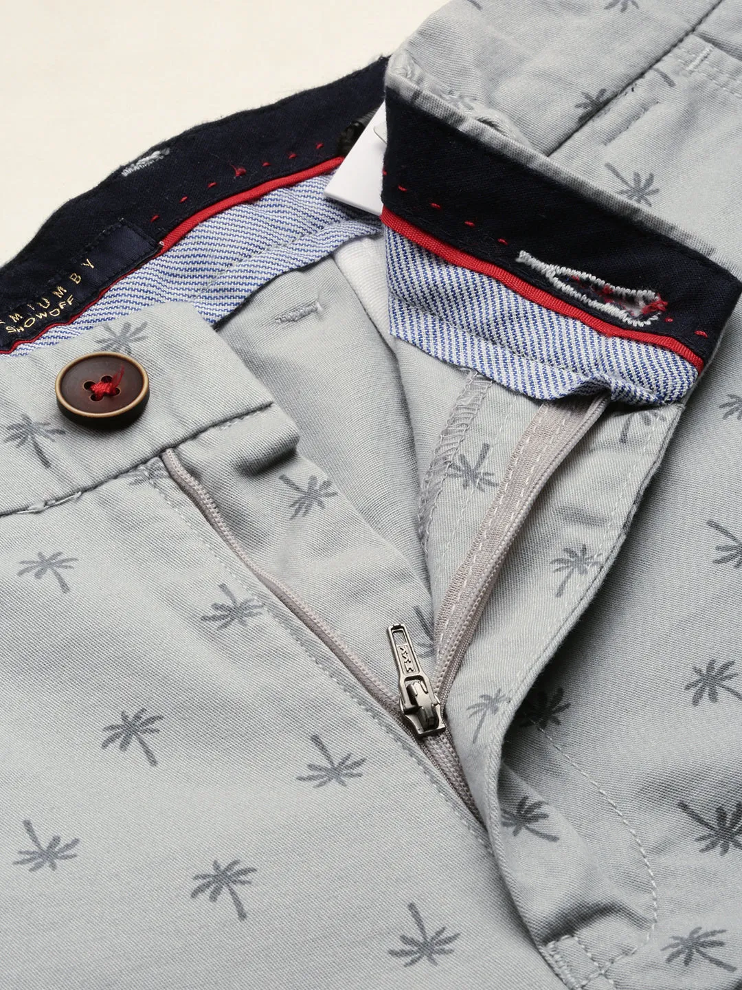 Men Grey Conversational Printed Cotton Shorts