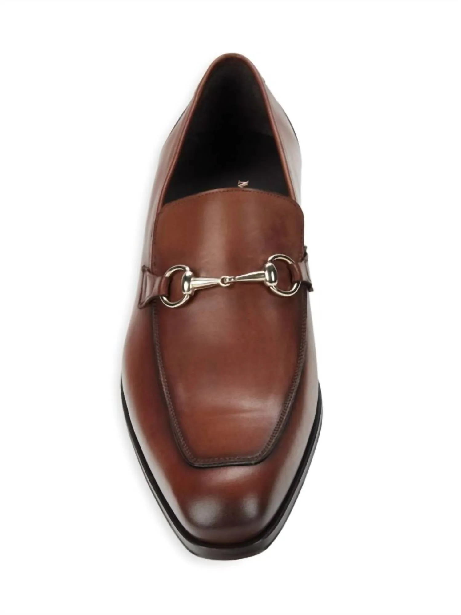 Men's Apron Toe Leather Bit Loafers In Dark Cognac