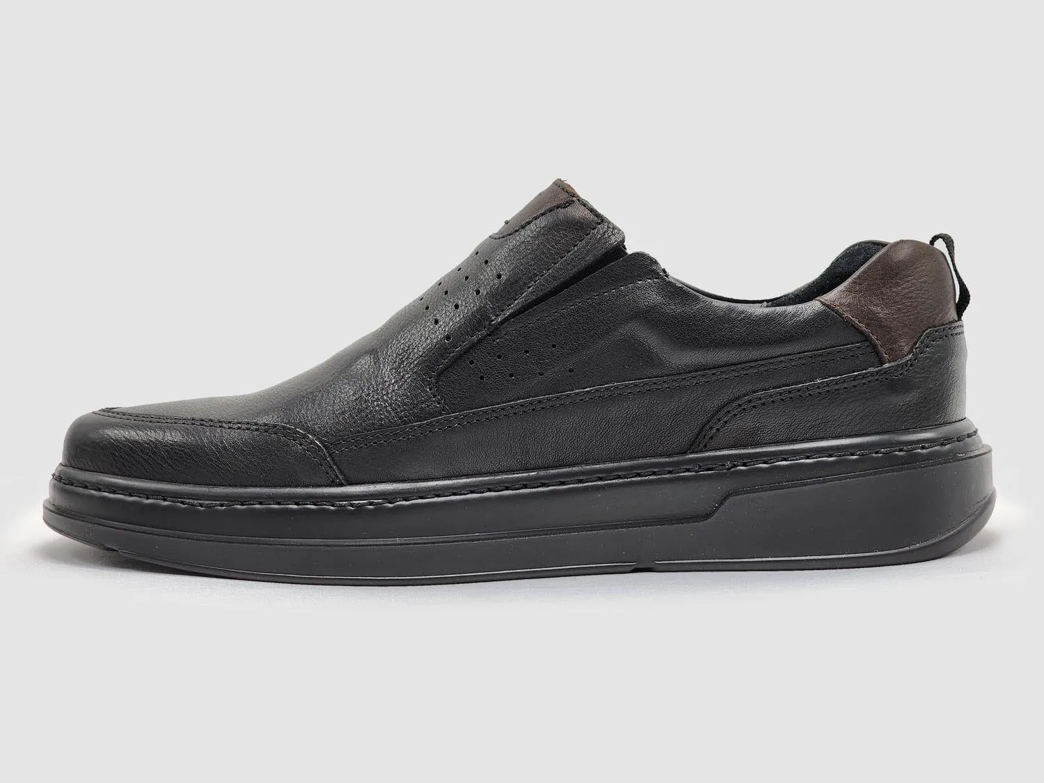 Men's Casual Slip-On Leather Shoes In Black