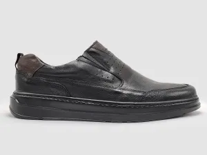 Men's Casual Slip-On Leather Shoes In Black