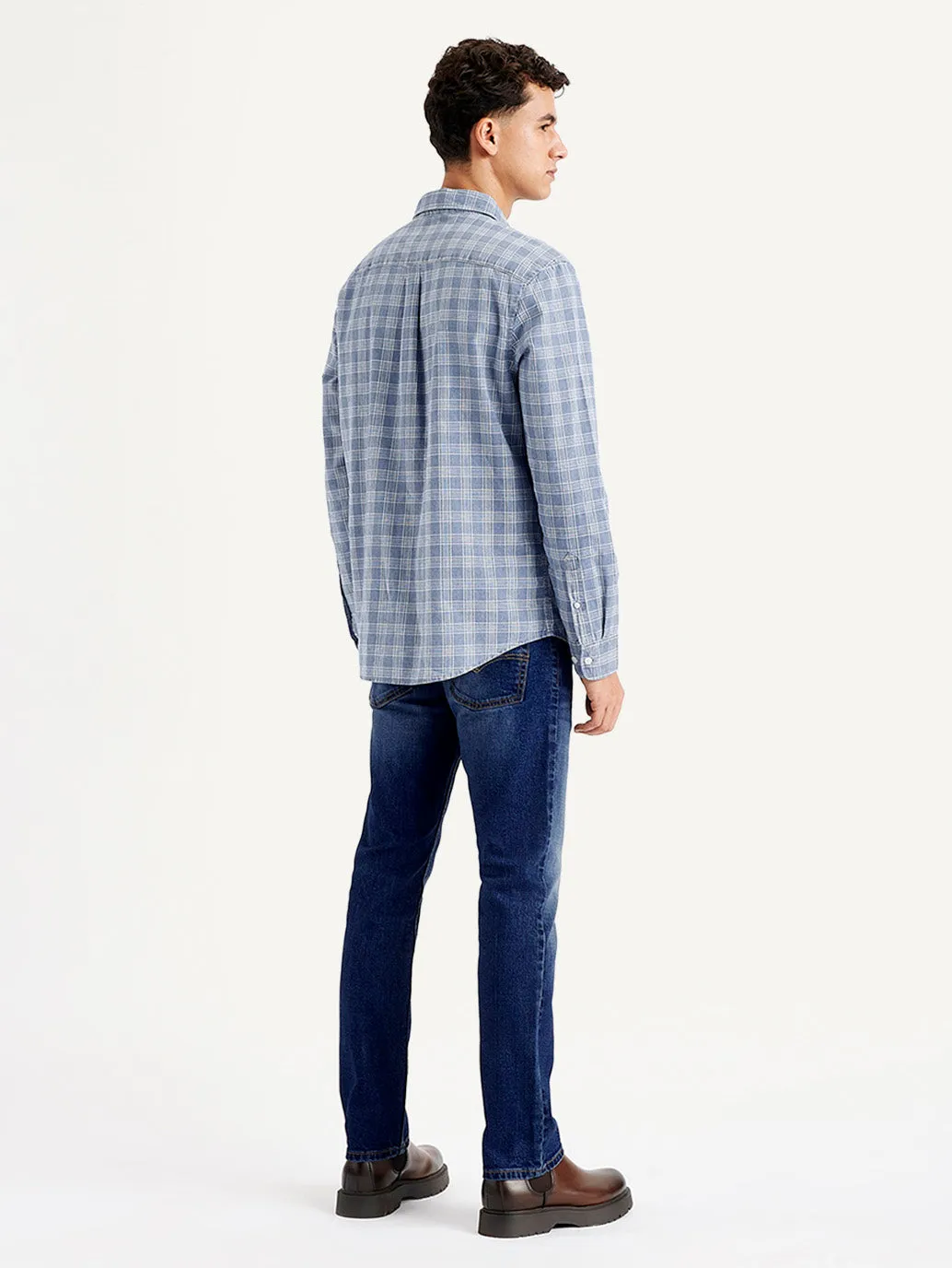 Men's Checkered Spread Collar Shirt