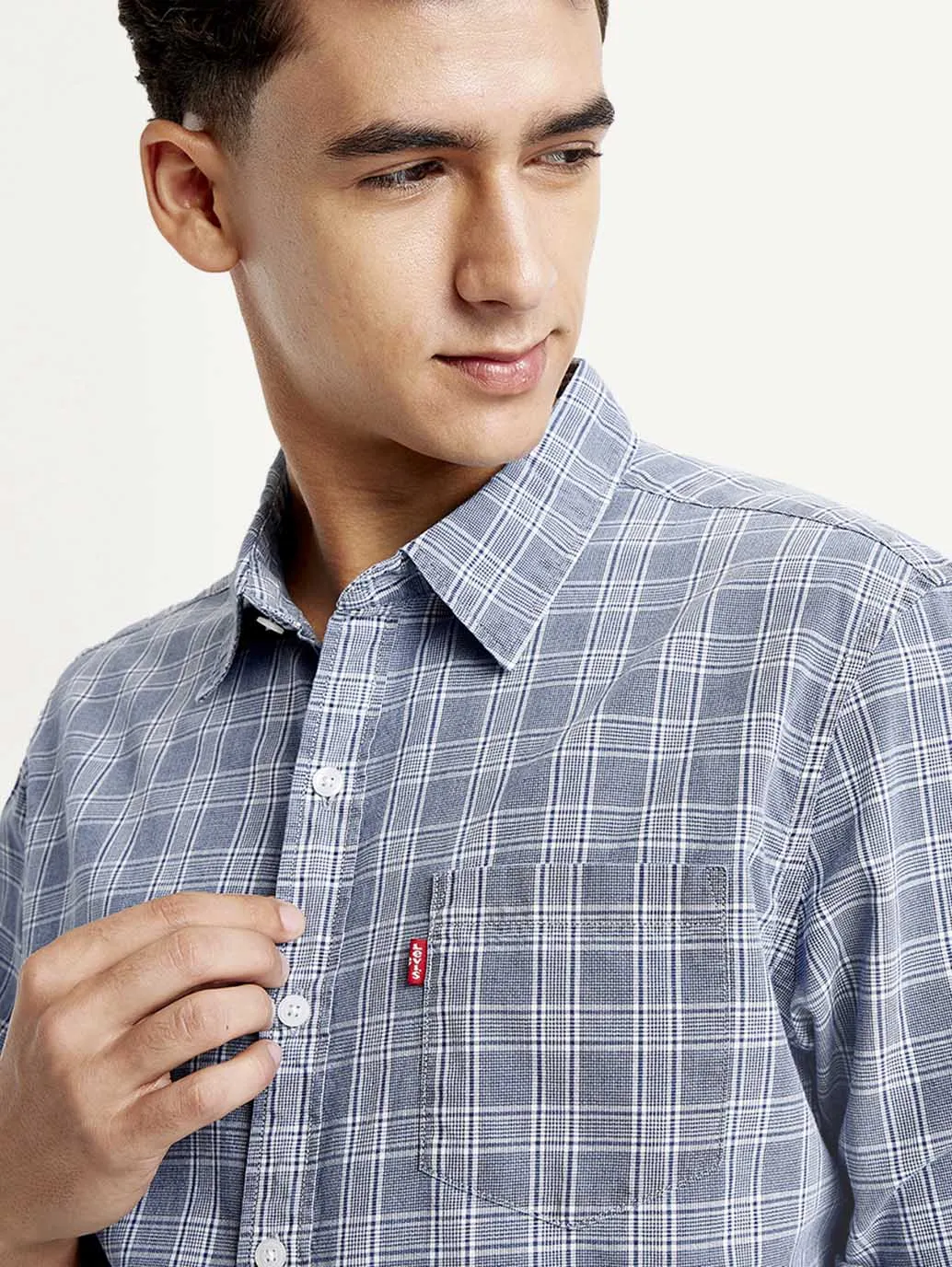 Men's Checkered Spread Collar Shirt