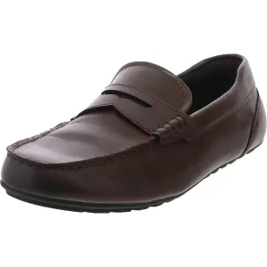 Mens Cushioned Footbed Faux Leather Loafers
