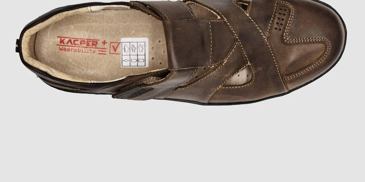 Men's Everyday Closed-Toe Leather Sandals In Brown