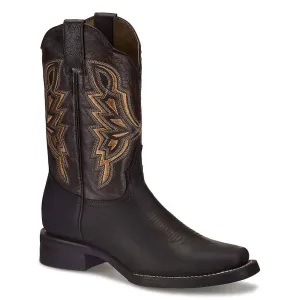 Men's Handcrafted Western Leather Boots In Dark Brown