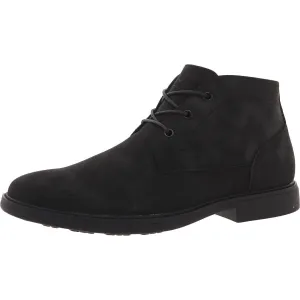 Mens Lace-Up Faux Leather Chukka Boots