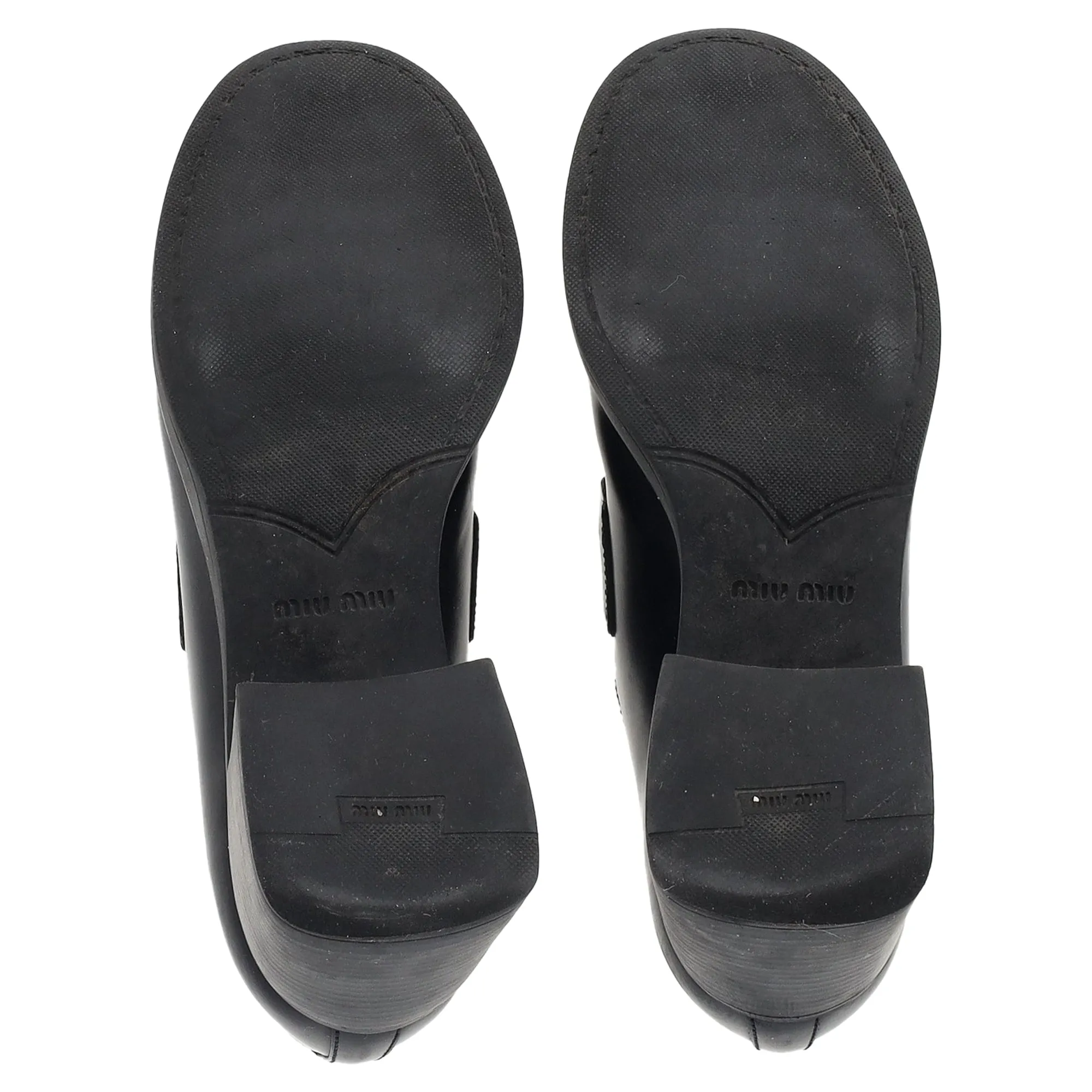 Miu Miu Chunky Penny Loafers in Black Leather