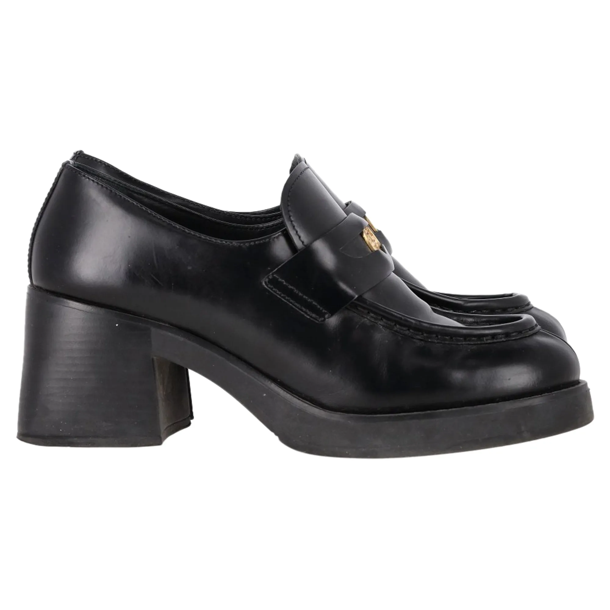 Miu Miu Chunky Penny Loafers in Black Leather
