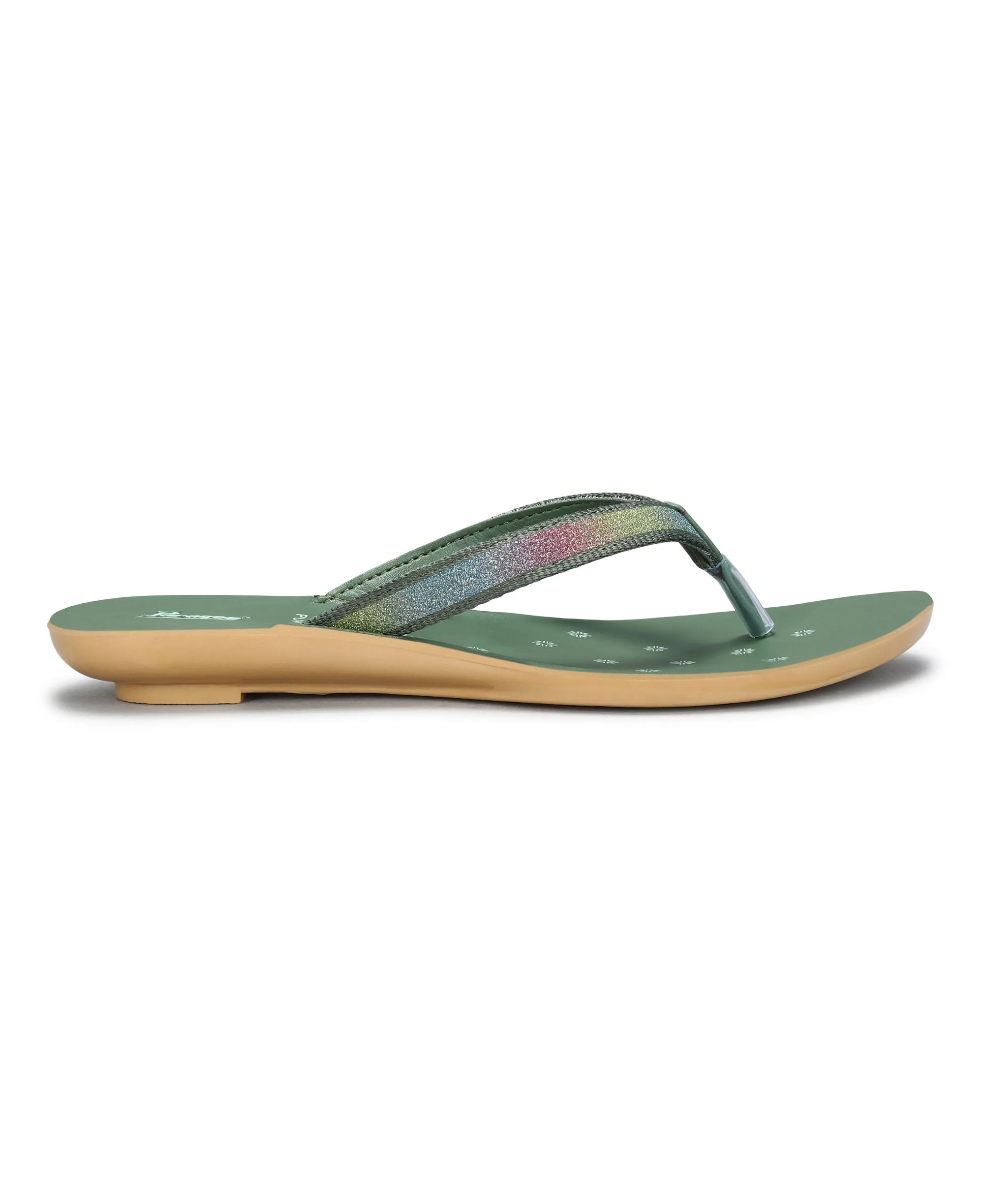 Paragon Women's Slip On Flat Green Sandals | Durable Dailywear Sandals
