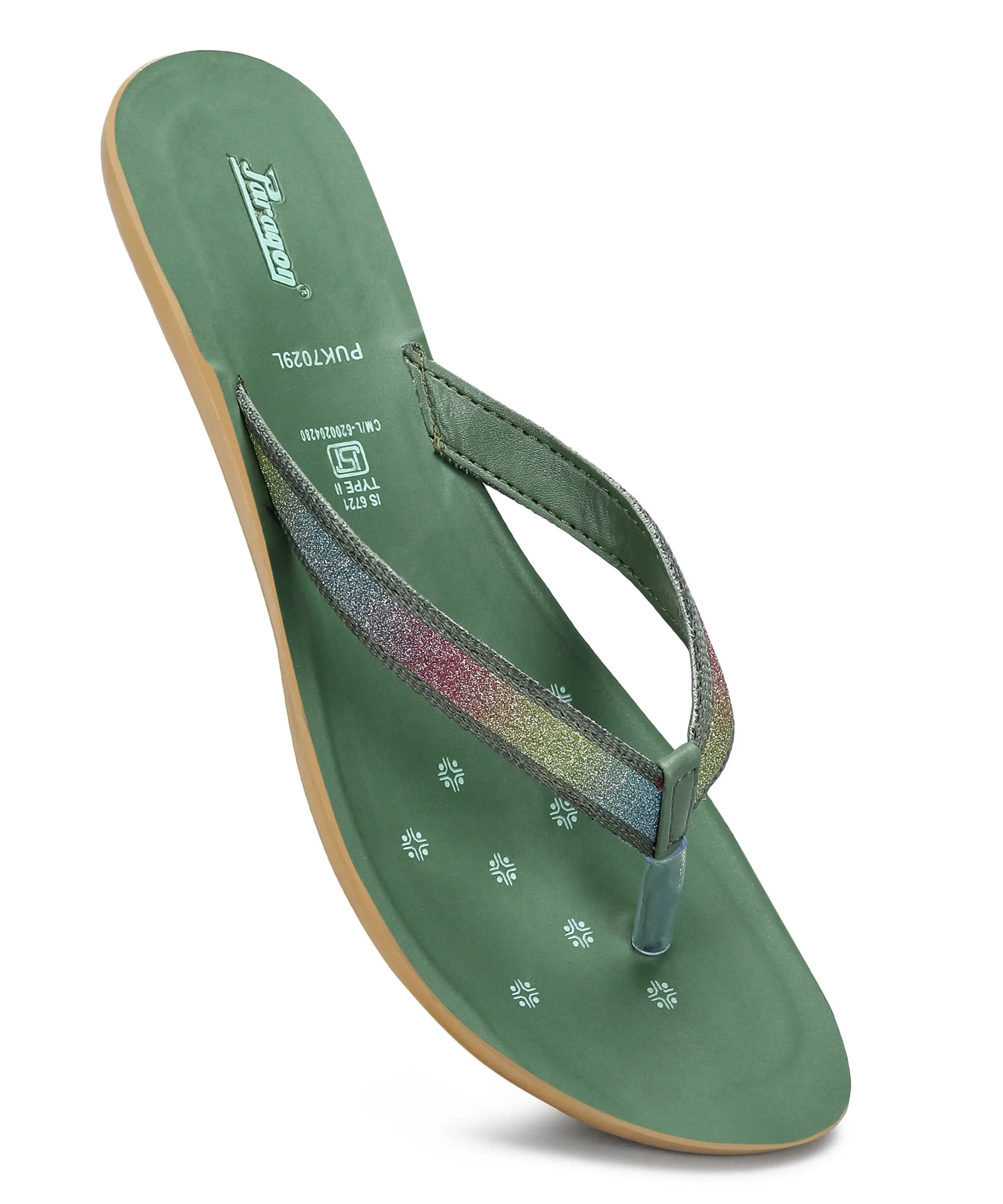 Paragon Women's Slip On Flat Green Sandals | Durable Dailywear Sandals