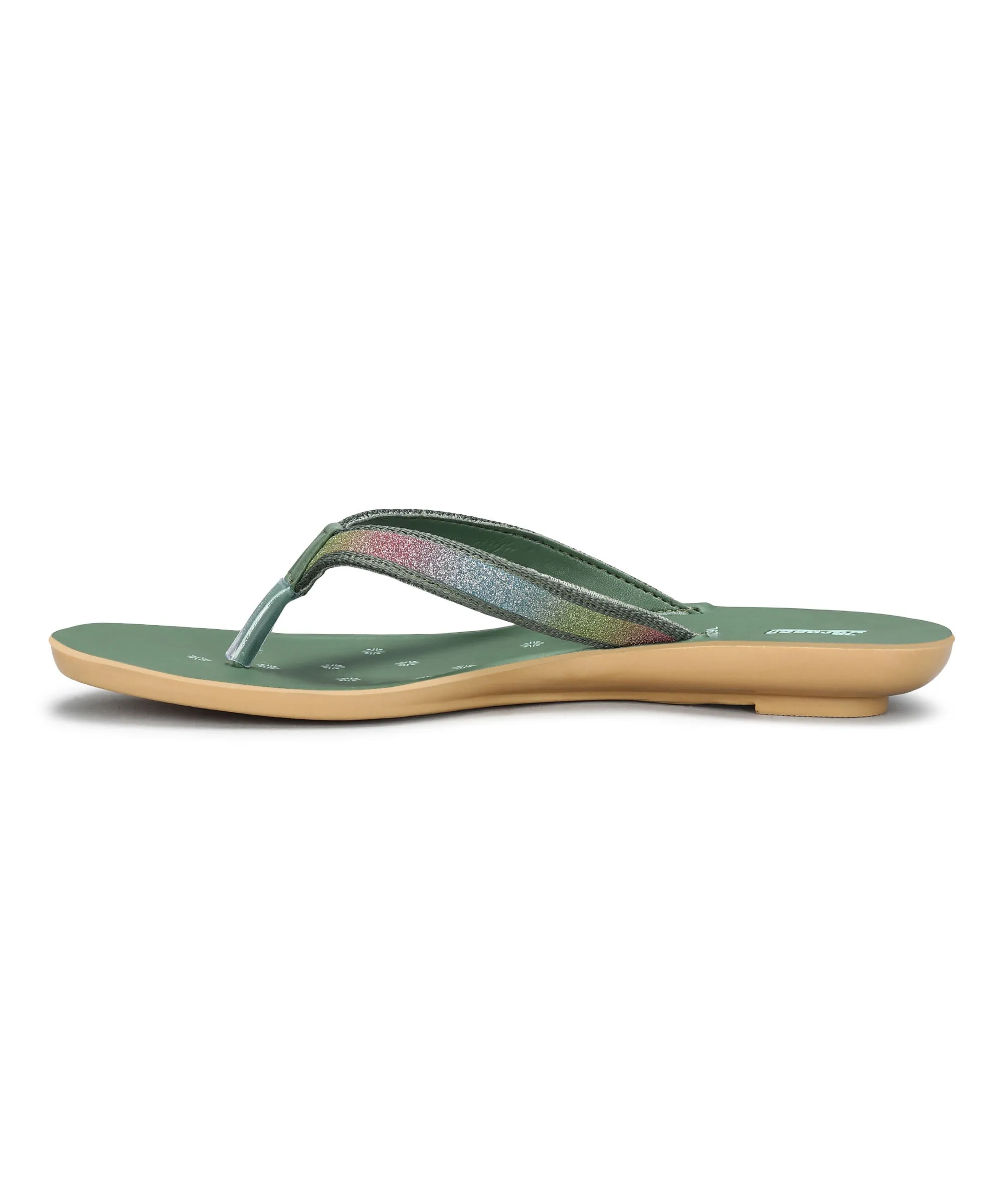 Paragon Women's Slip On Flat Green Sandals | Durable Dailywear Sandals