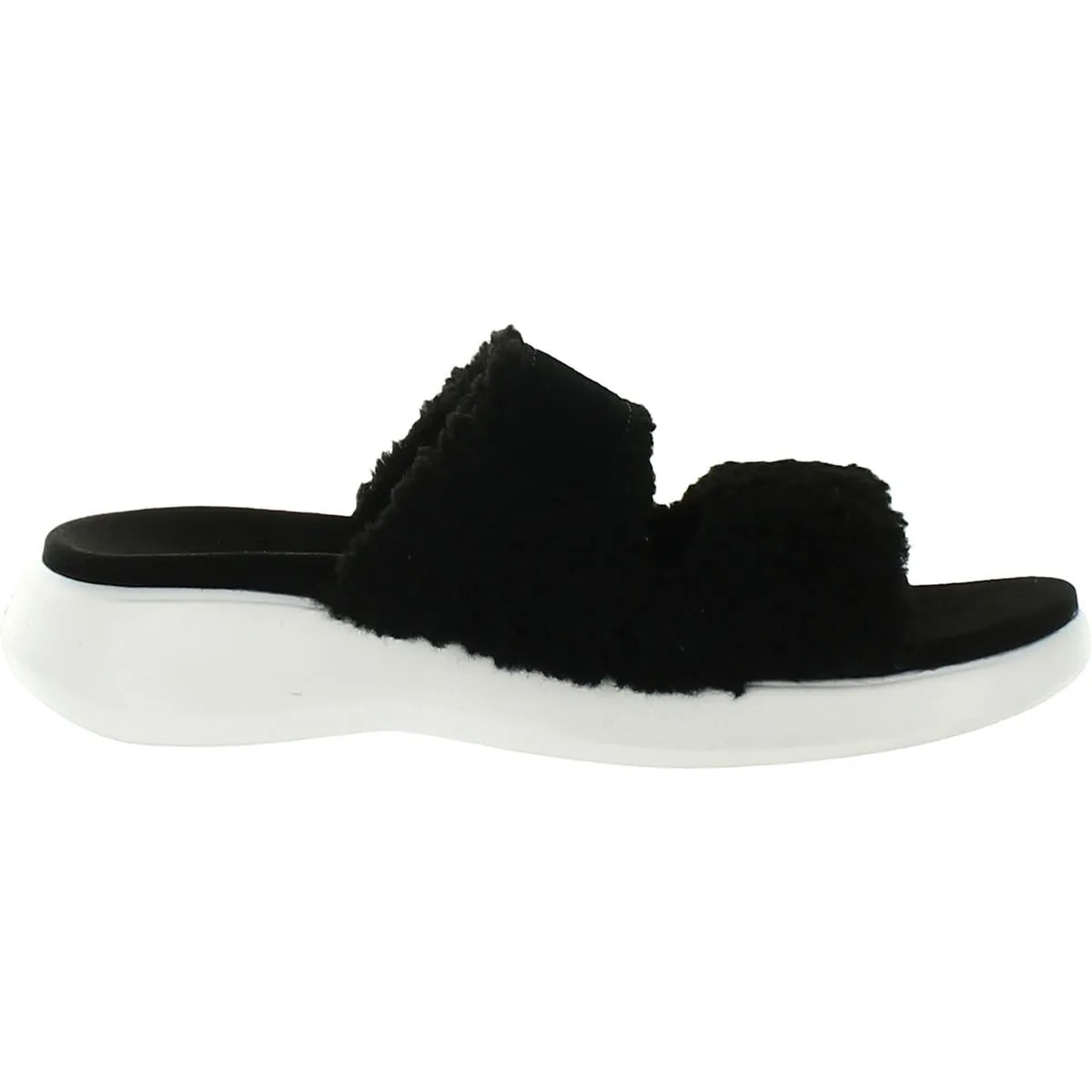 Pasea Womens Faux Fur Slip-On Slide Sandals
