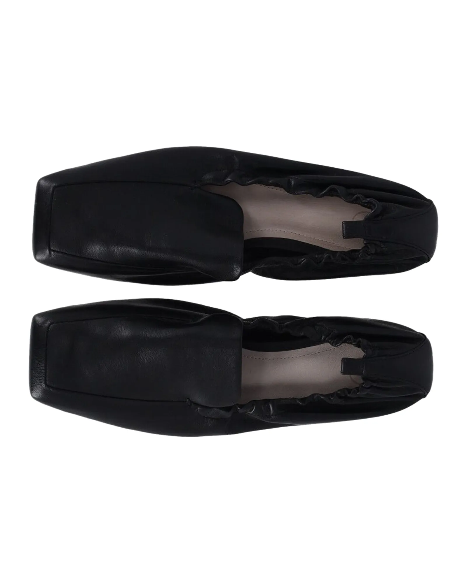Porter & Paire Scrunched Ballet Flats in Black Leather