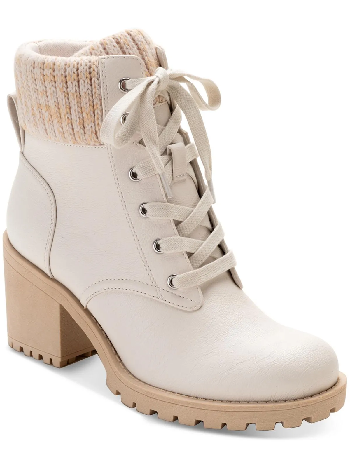 Romina Womens Knit Combat & Lace-up Boots