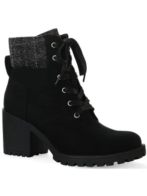 Romina Womens Knit Combat & Lace-up Boots