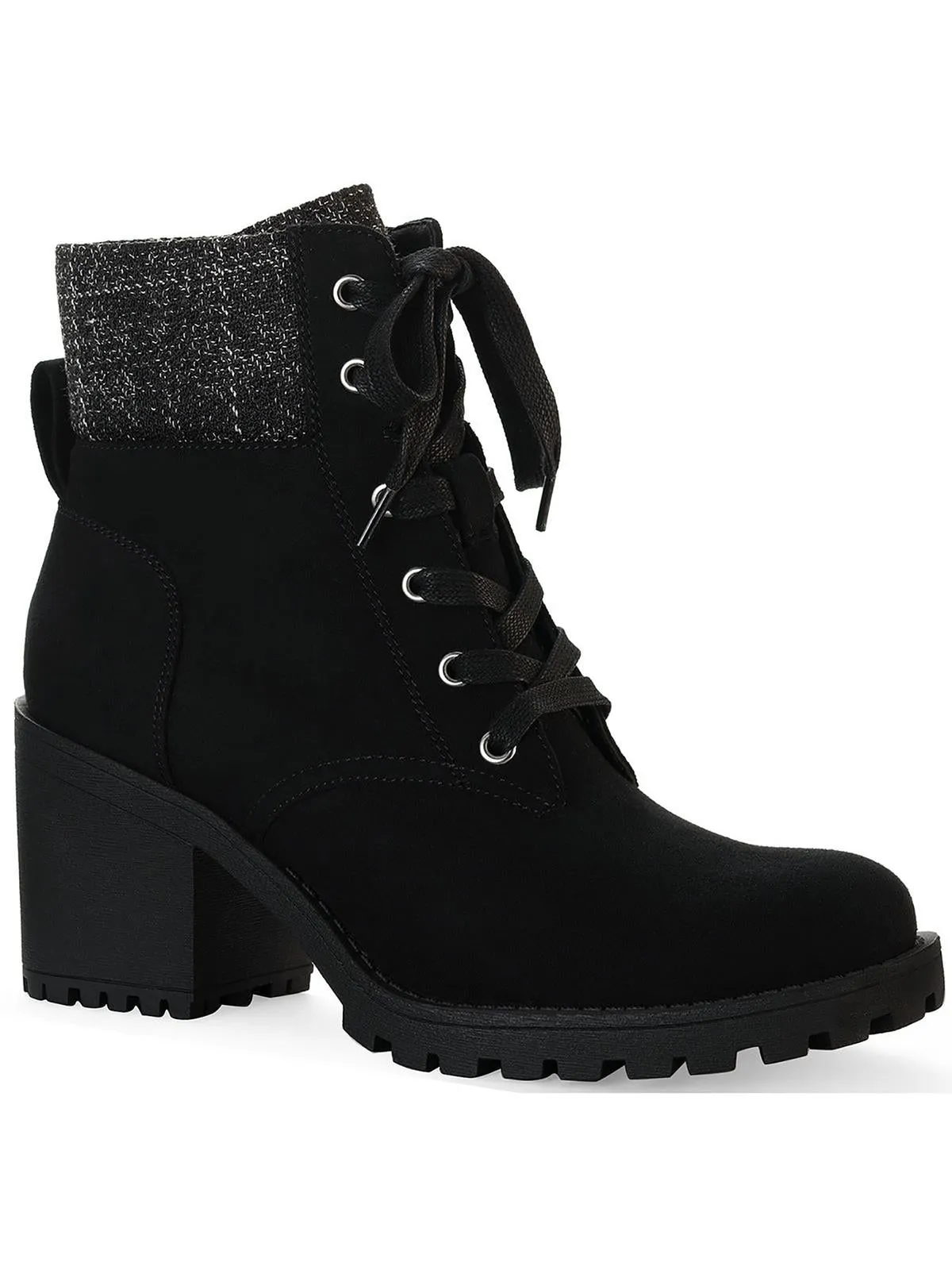 Romina Womens Knit Combat & Lace-up Boots