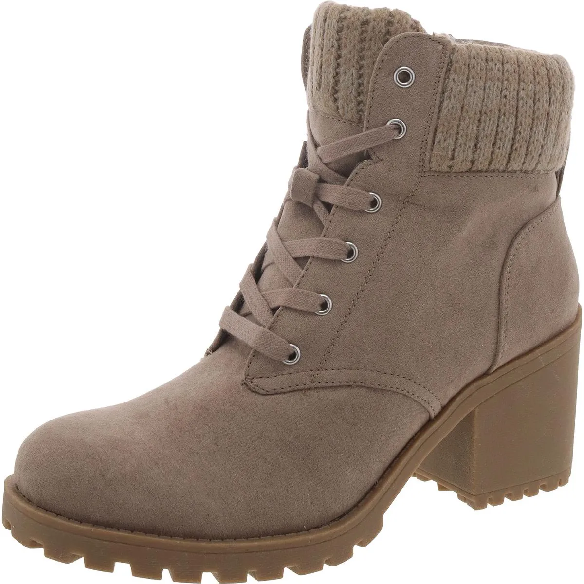 Romina Womens Knit Combat & Lace-up Boots
