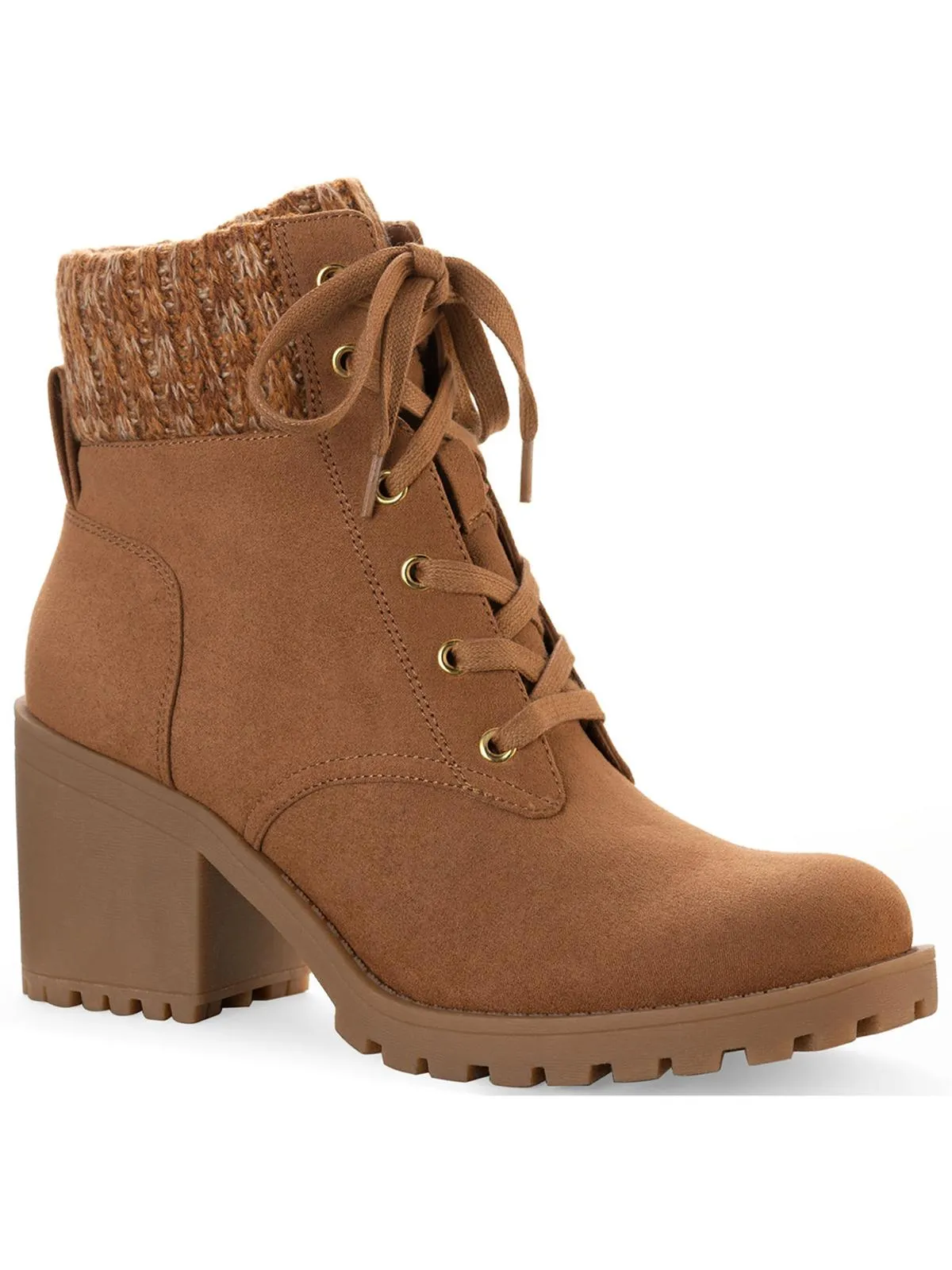 Romina Womens Knit Combat & Lace-up Boots