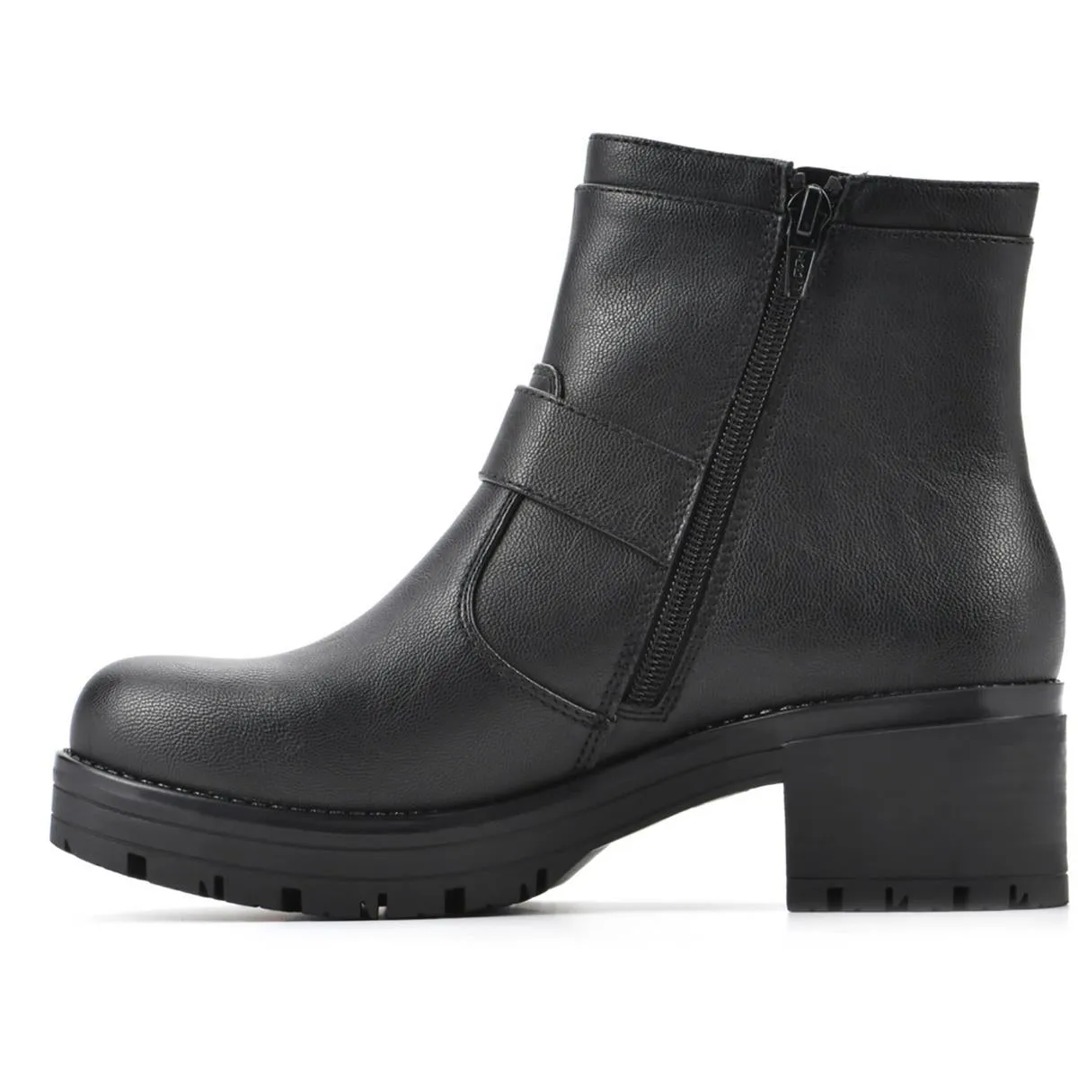Rufus Womens Faux Leather Studded Motorcycle Boots