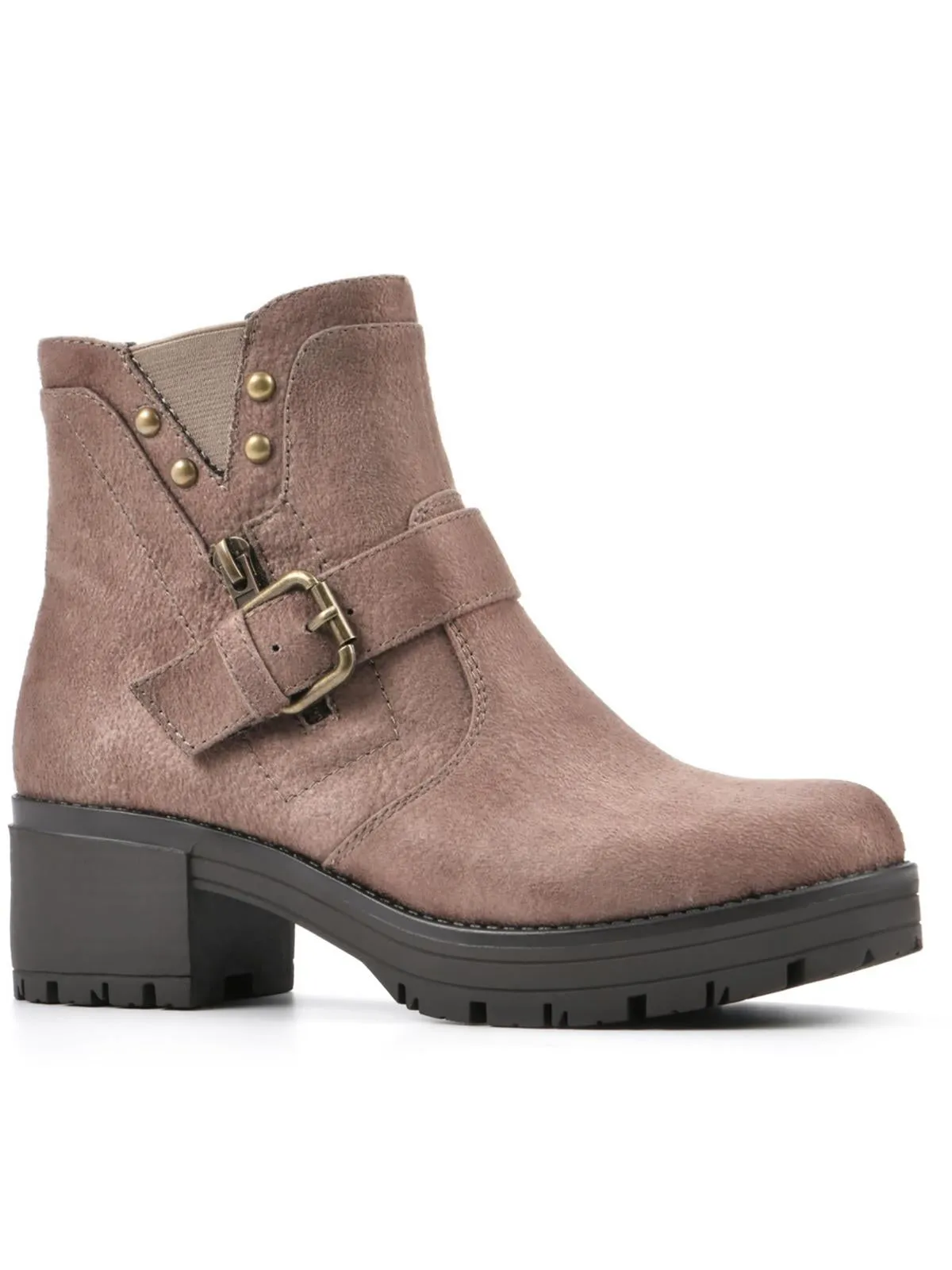 Rufus Womens Faux Leather Studded Motorcycle Boots