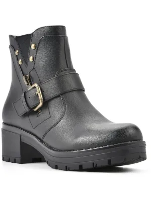 Rufus Womens Faux Leather Studded Motorcycle Boots
