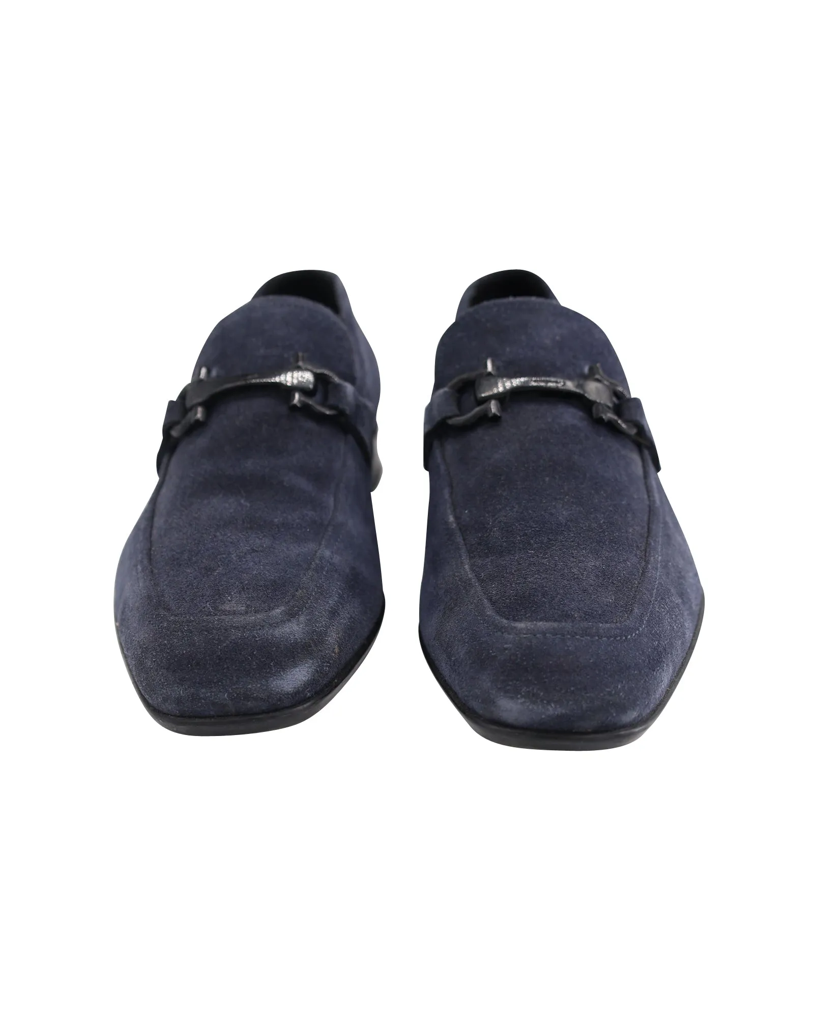 Salvatore Ferragamo Gancini Loafers in Navy Blue Suede