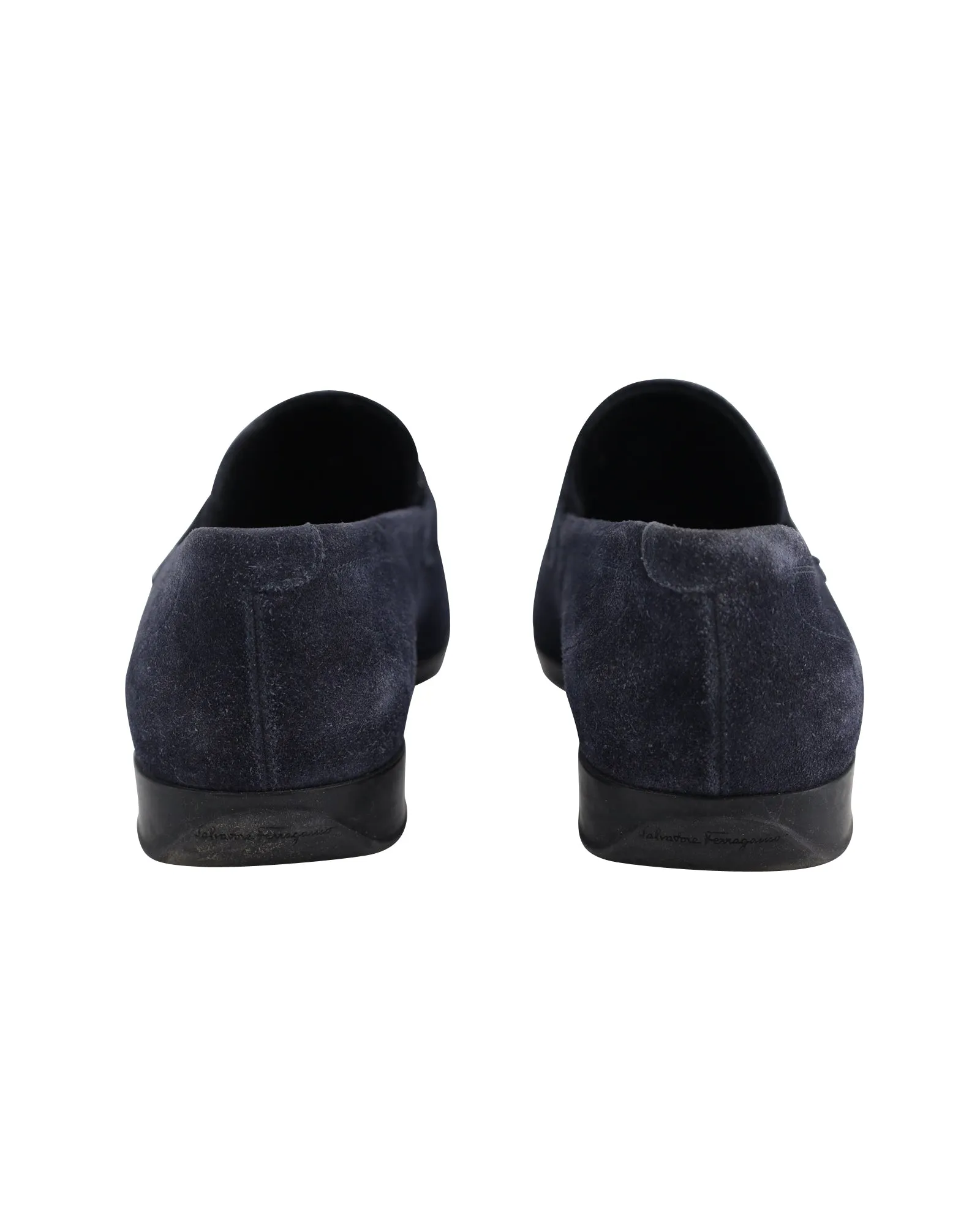 Salvatore Ferragamo Gancini Loafers in Navy Blue Suede