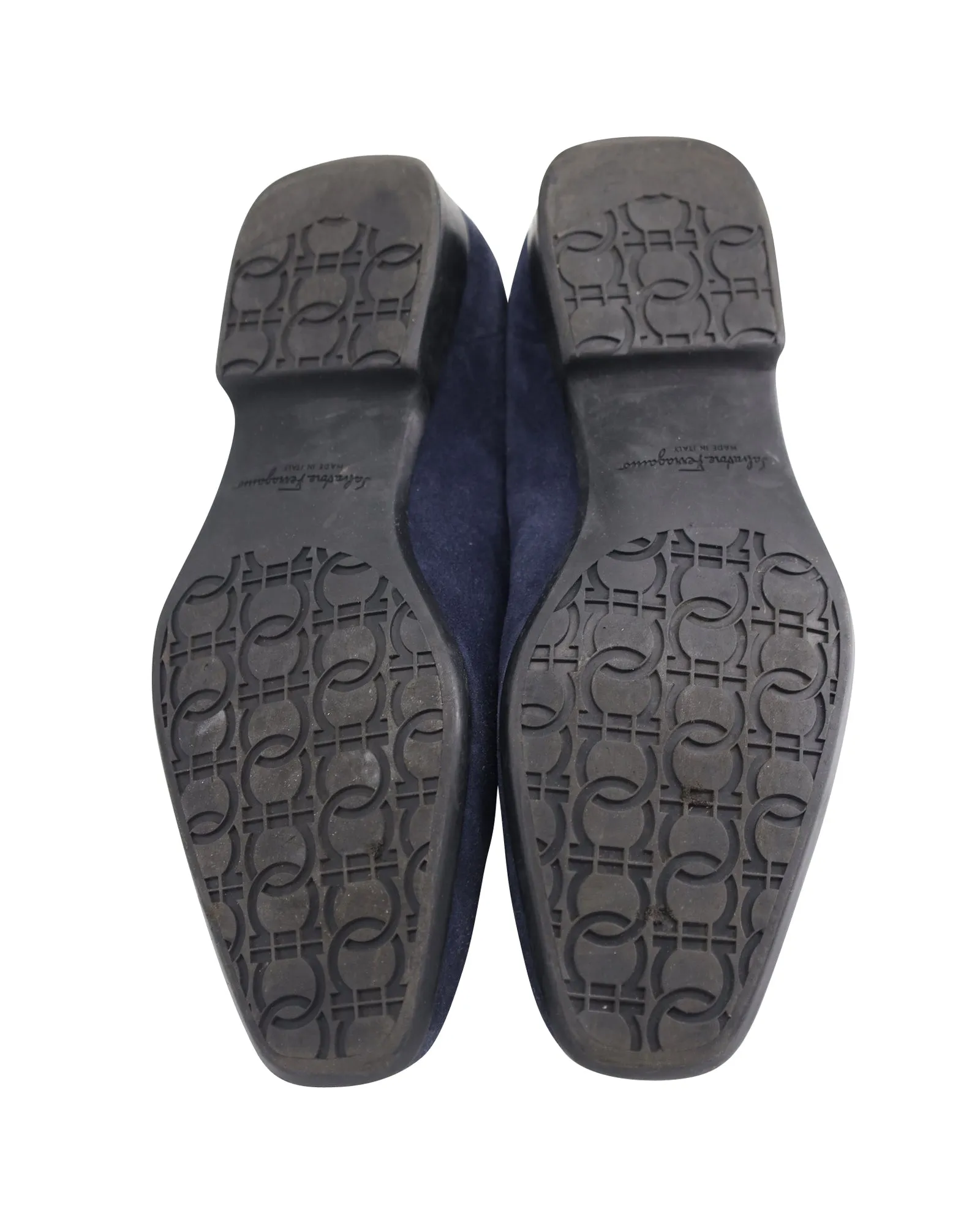 Salvatore Ferragamo Gancini Loafers in Navy Blue Suede