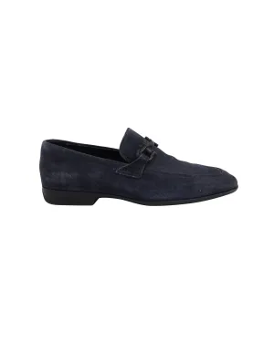 Salvatore Ferragamo Gancini Loafers in Navy Blue Suede