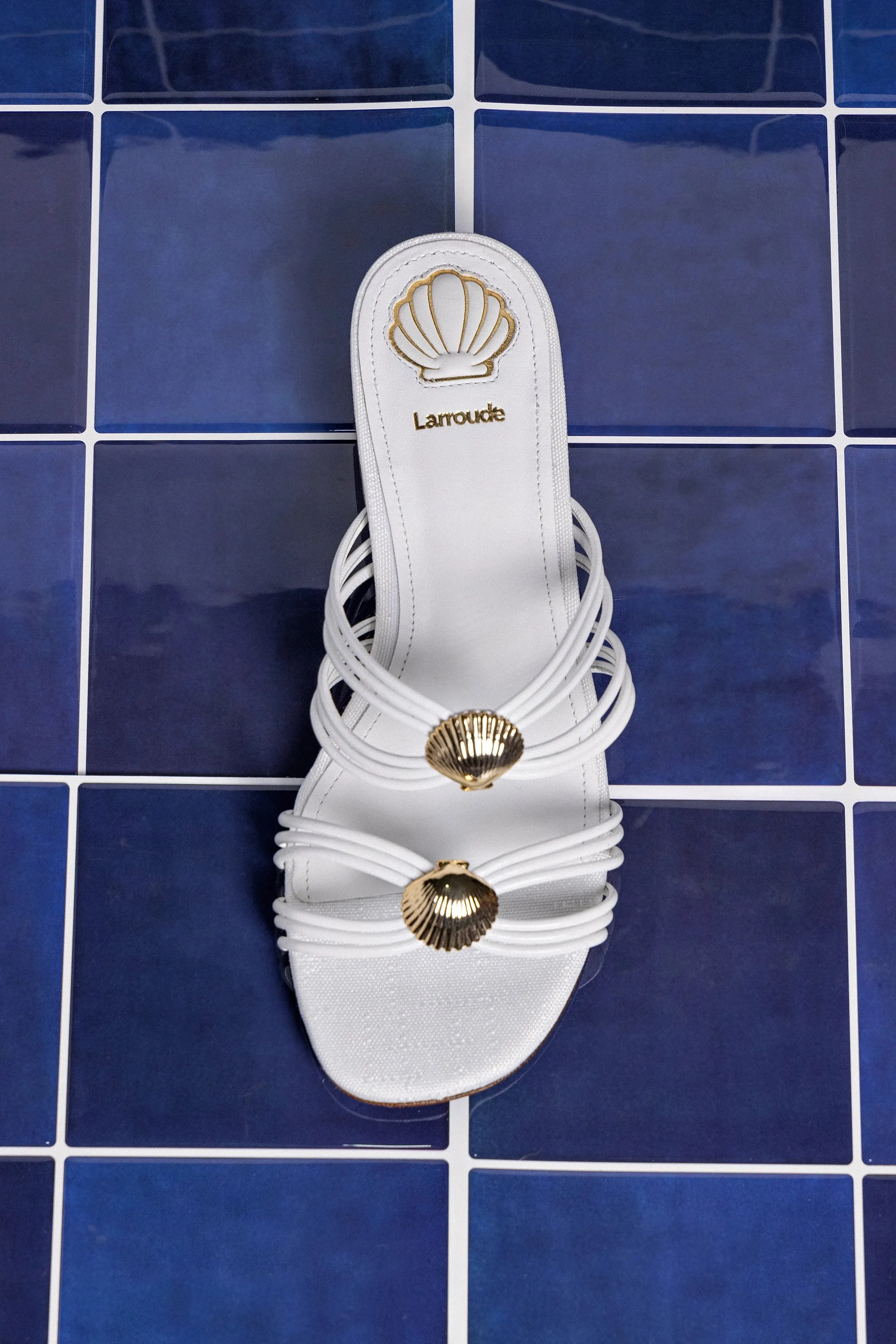 Shelly Flat Mule In White Leather