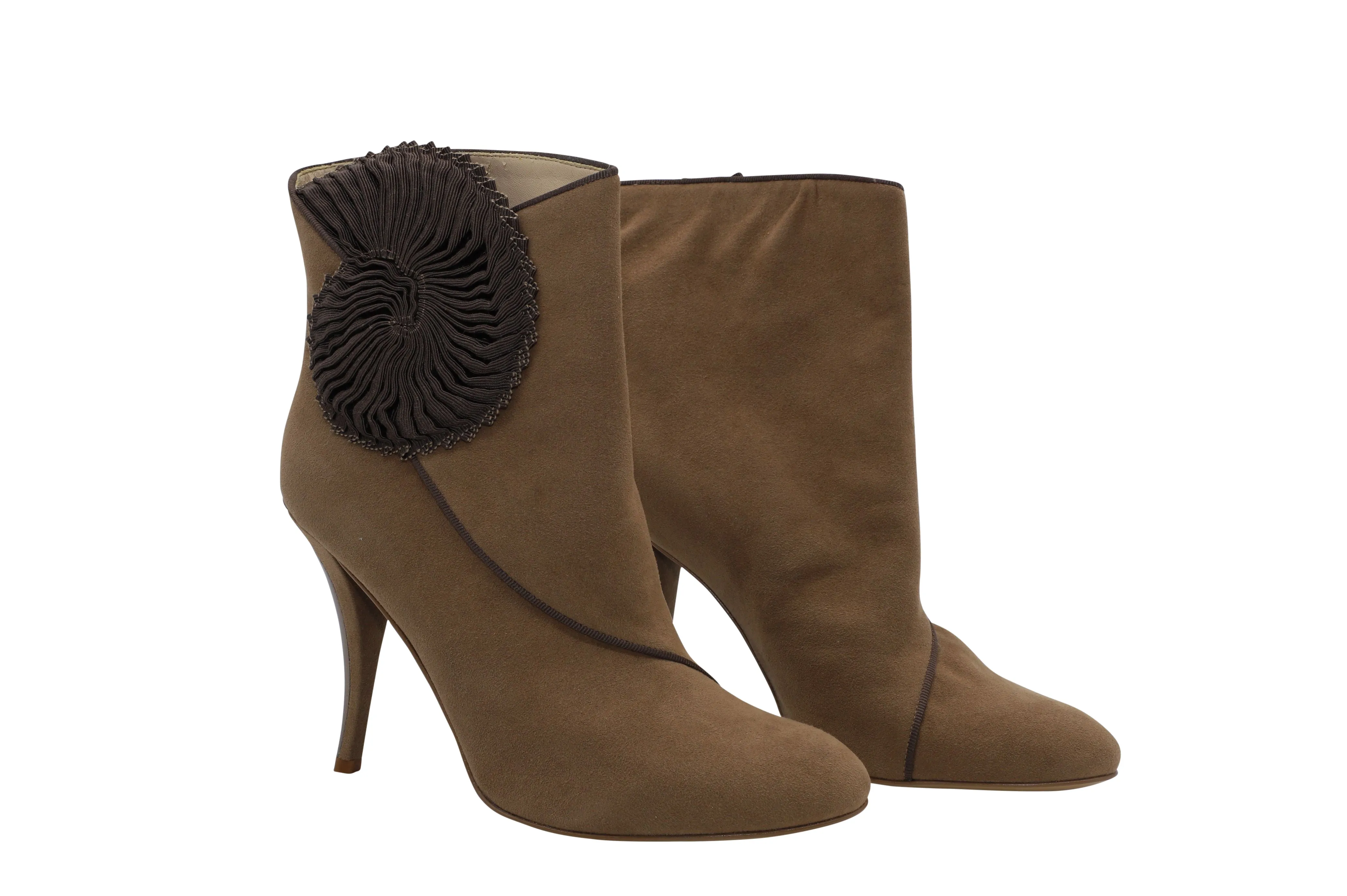 Stella McCartney Suedette Seashell Ankle Boots in Brown Suede