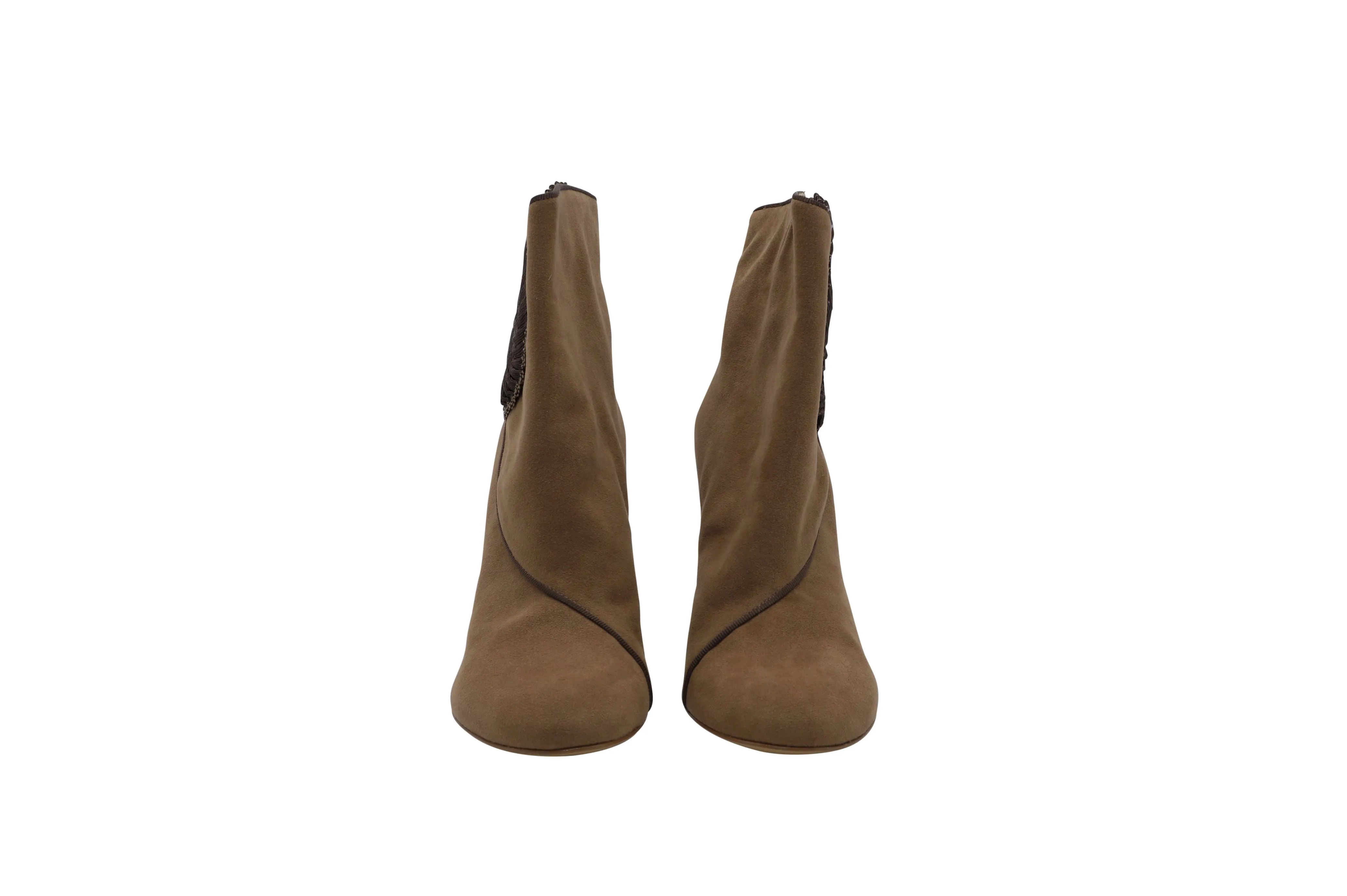 Stella McCartney Suedette Seashell Ankle Boots in Brown Suede