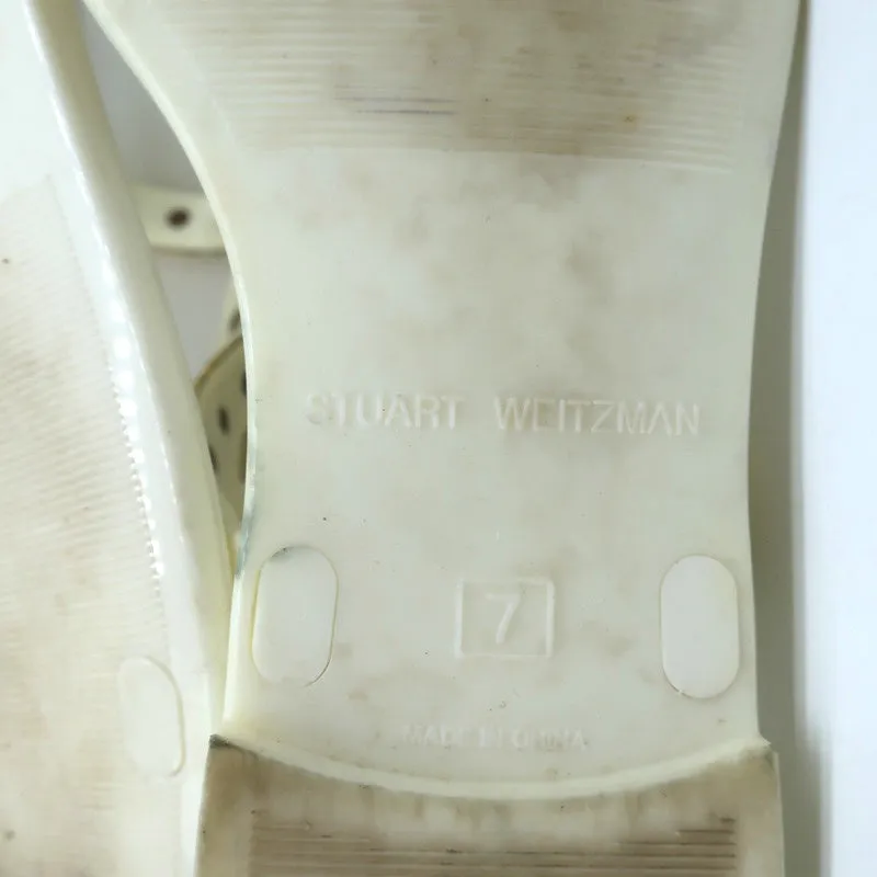 Stuart Weitzman Jelrose Studded Jelly Sandals Cream/Gold Size 7 Flat Slingback