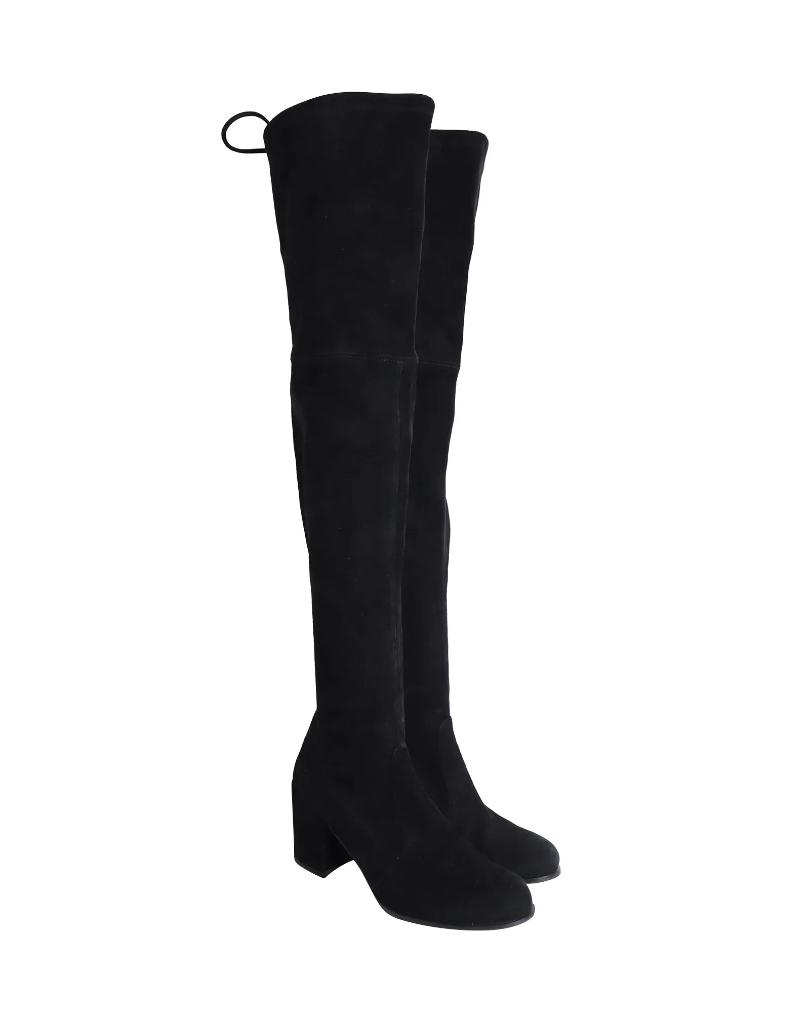 Stuart Weitzman Over The Knee Heeled Boots in Black Suede