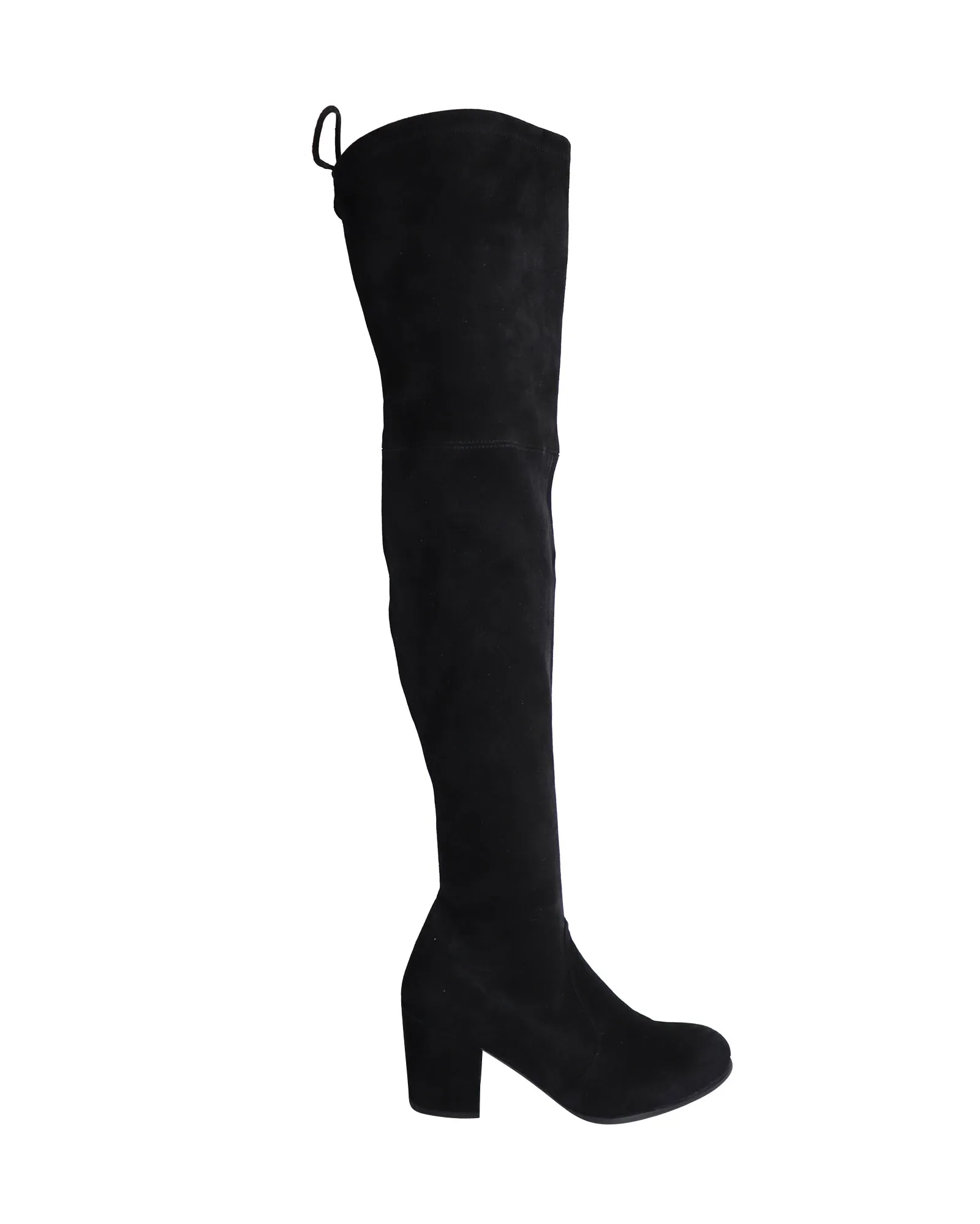 Stuart Weitzman Over The Knee Heeled Boots in Black Suede