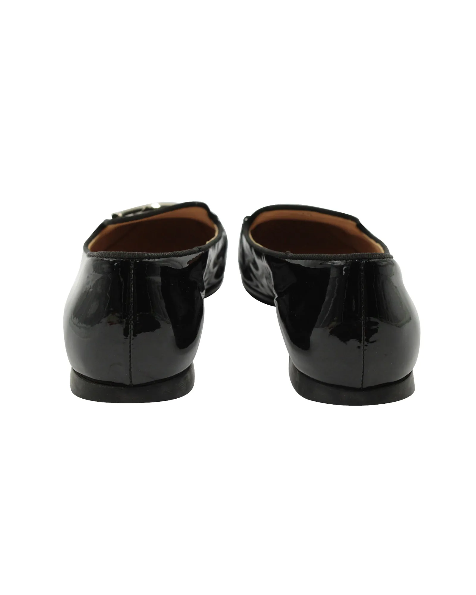 Tod's Double T Flats in Black Patent Leather