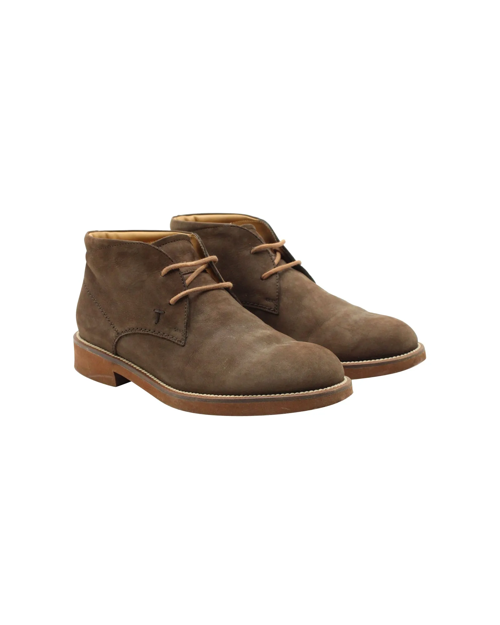 Tod's Lace Up Boots in Brown Nubuck Suede