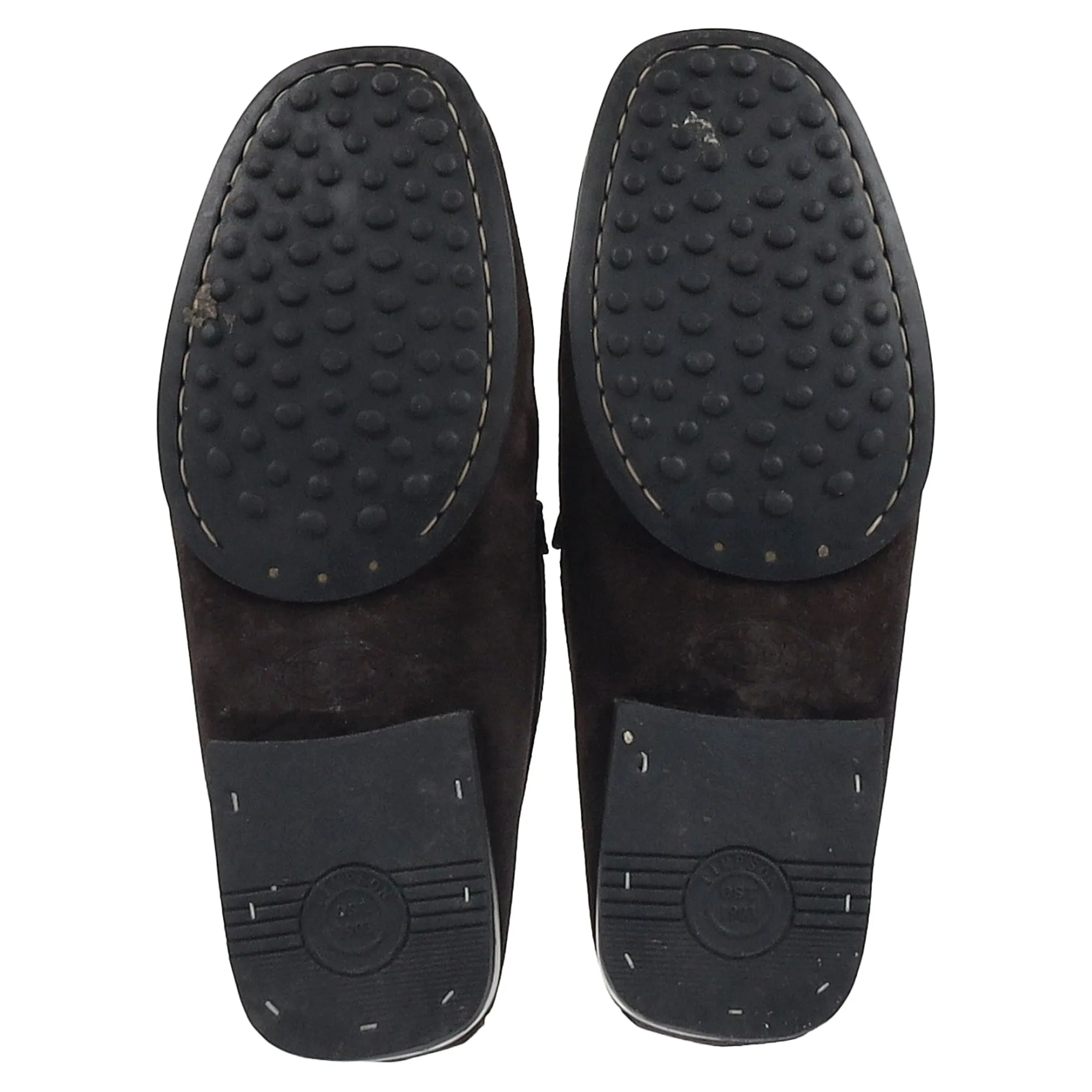 Tod's Logo Visible Stitch Loafers in Brown Suede