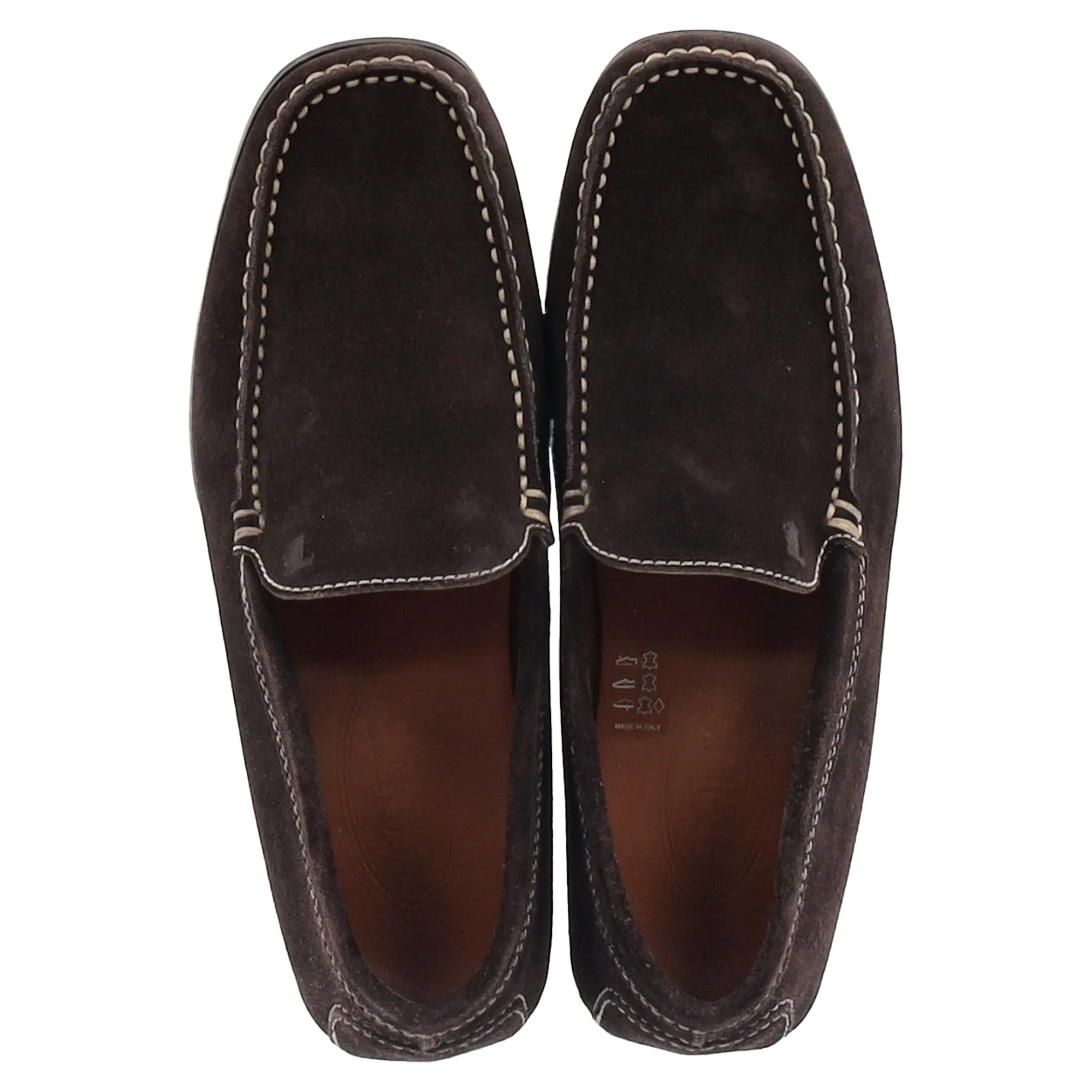 Tod's Logo Visible Stitch Loafers in Brown Suede