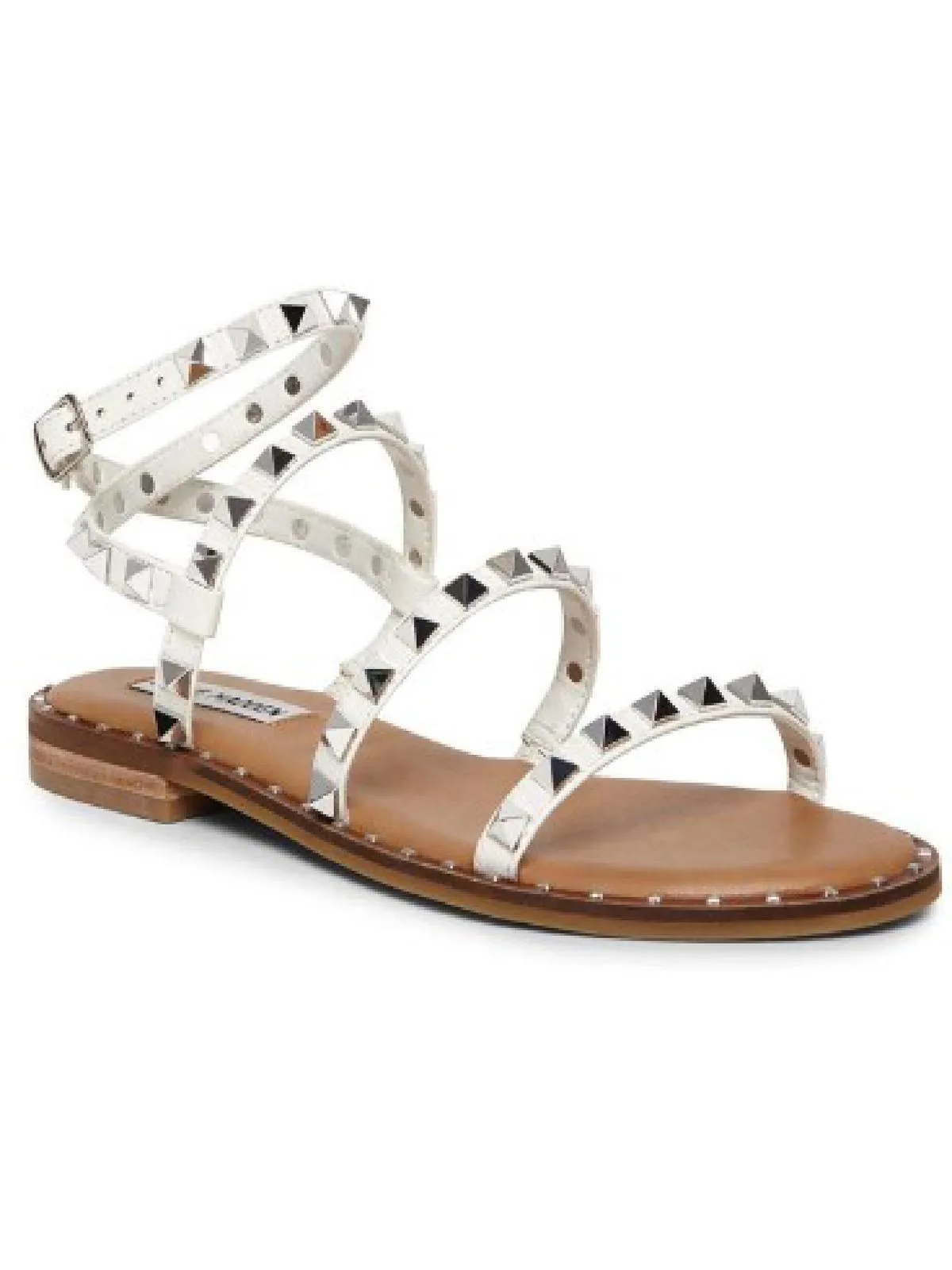 Travel Womens Studded Ankle Strap Flat Sandals