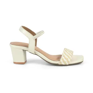 Tresmode Cescross White Women's Dress Block Heel Sandals