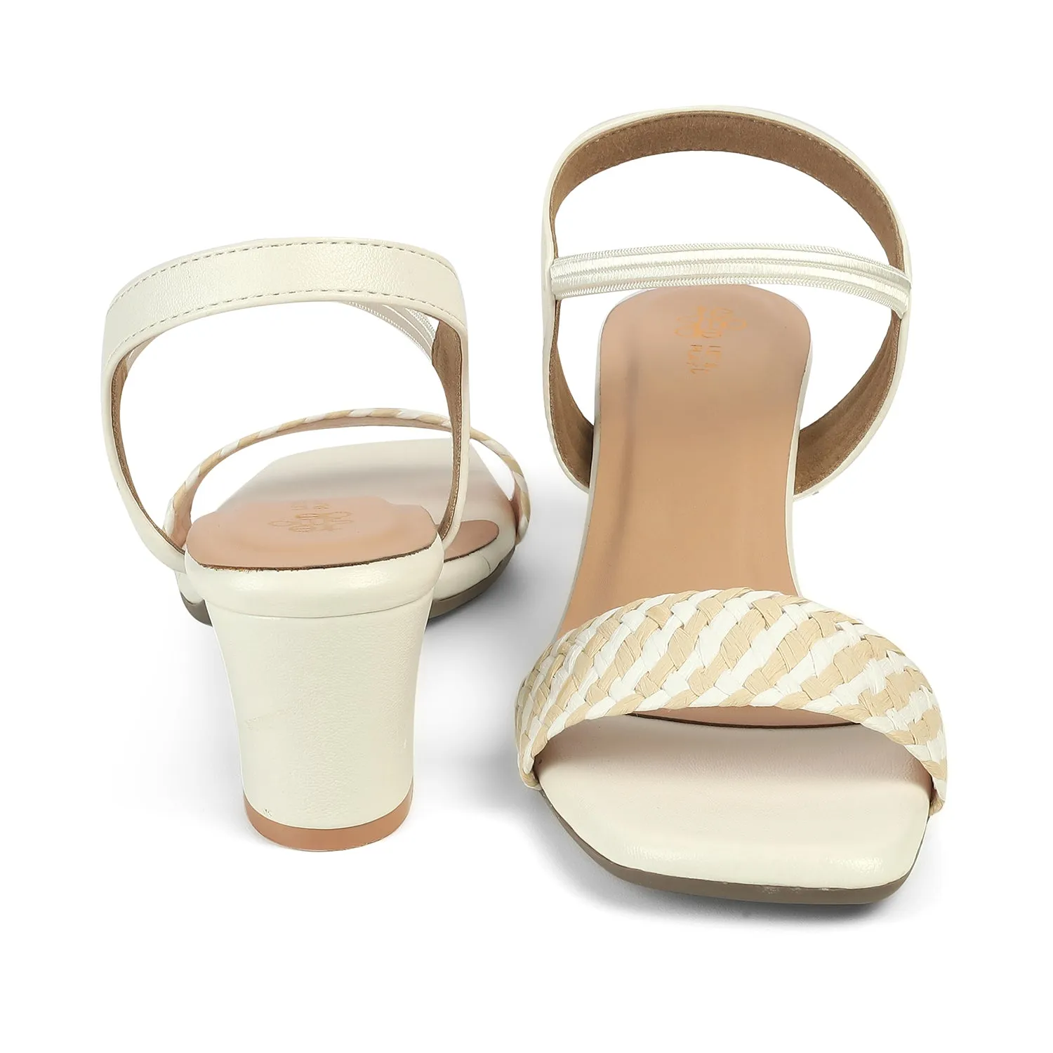Tresmode Cescross White Women's Dress Block Heel Sandals