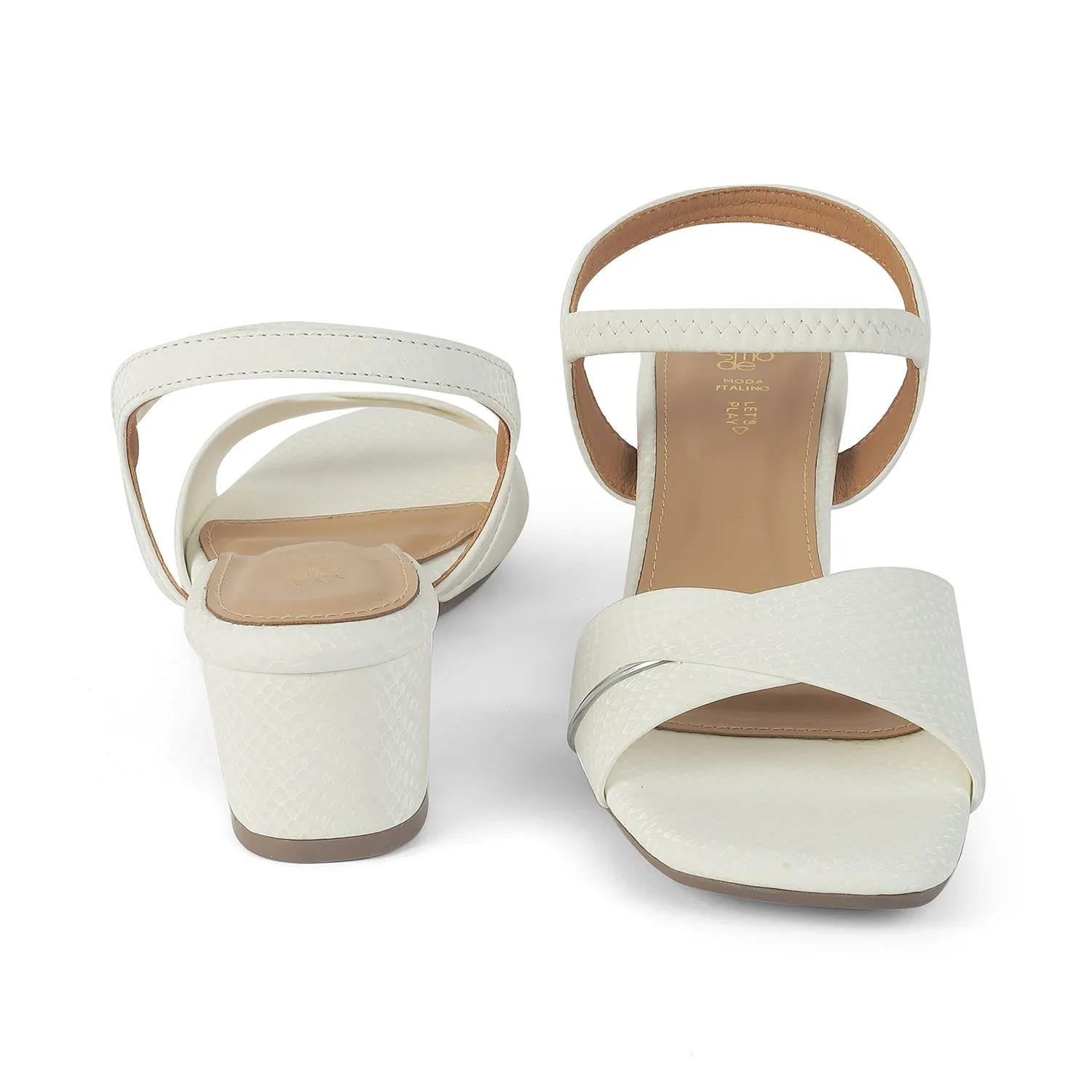 Tresmode Lux White Women's Dress Block Heel Sandals