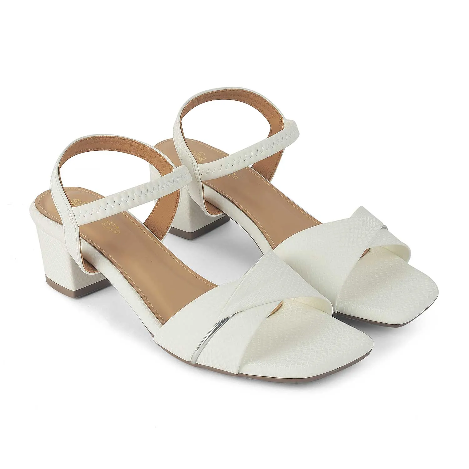 Tresmode Lux White Women's Dress Block Heel Sandals
