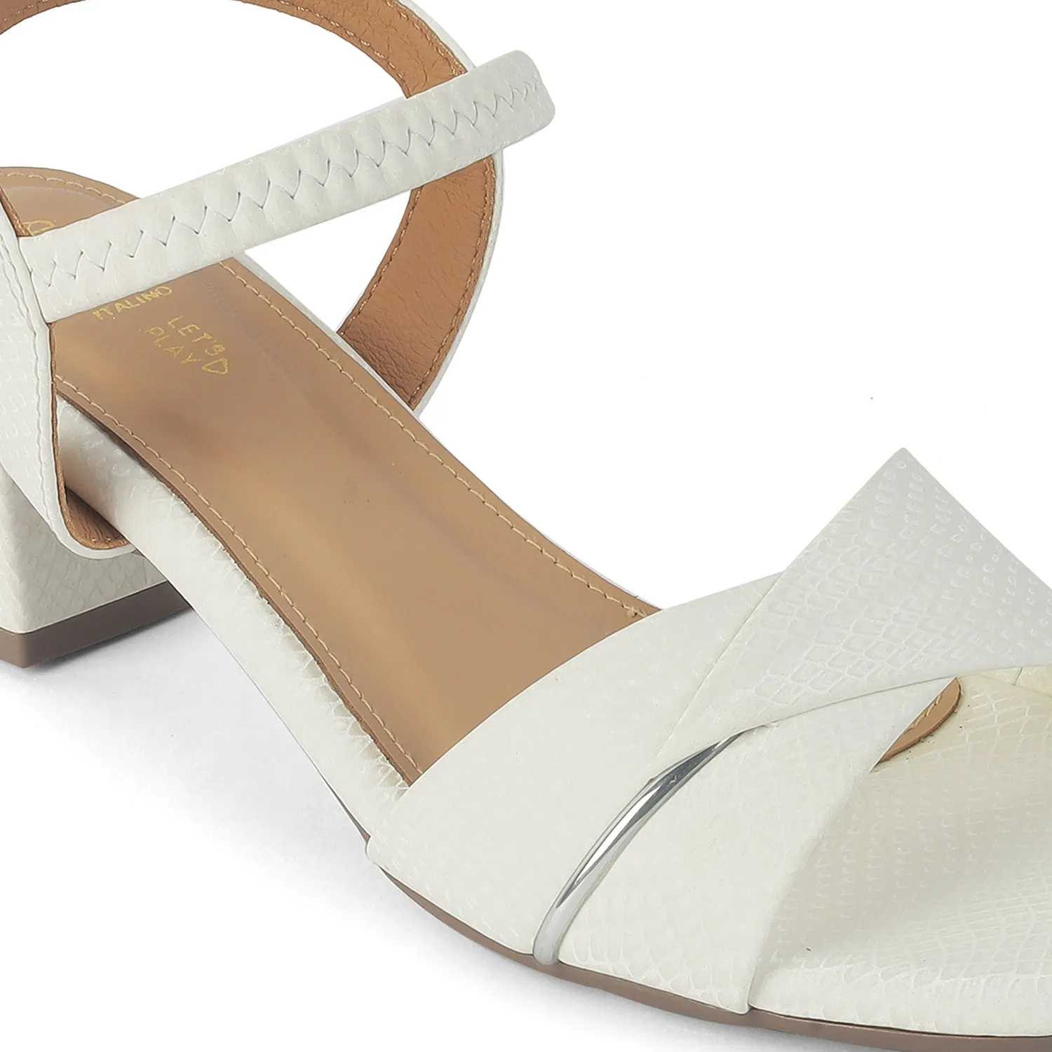 Tresmode Lux White Women's Dress Block Heel Sandals