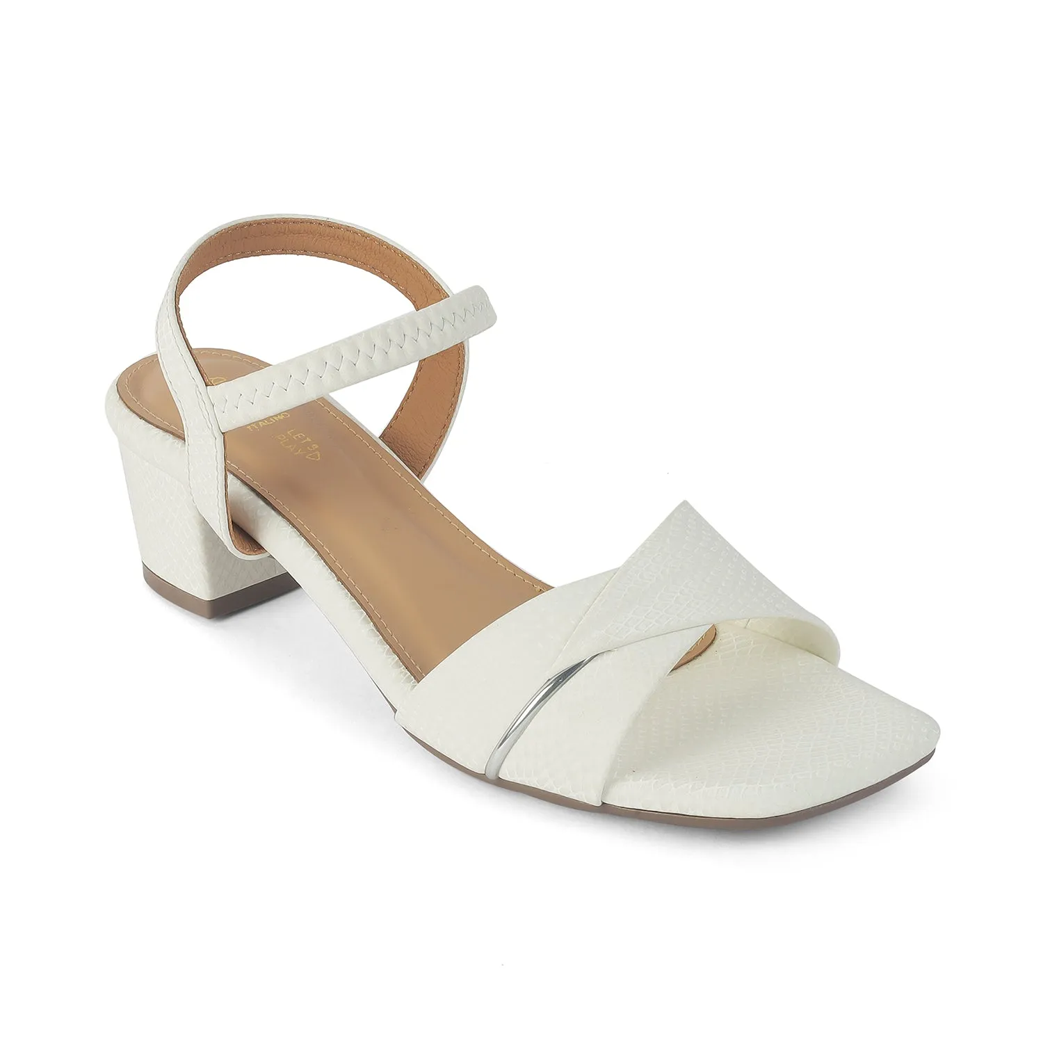 Tresmode Lux White Women's Dress Block Heel Sandals